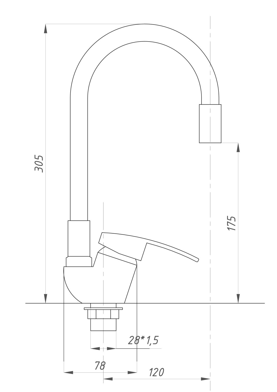Смеситель для кухни TSARSBERG серый гибкий излив тип См-МОЦБА (TSB-731-G05) - фото 2