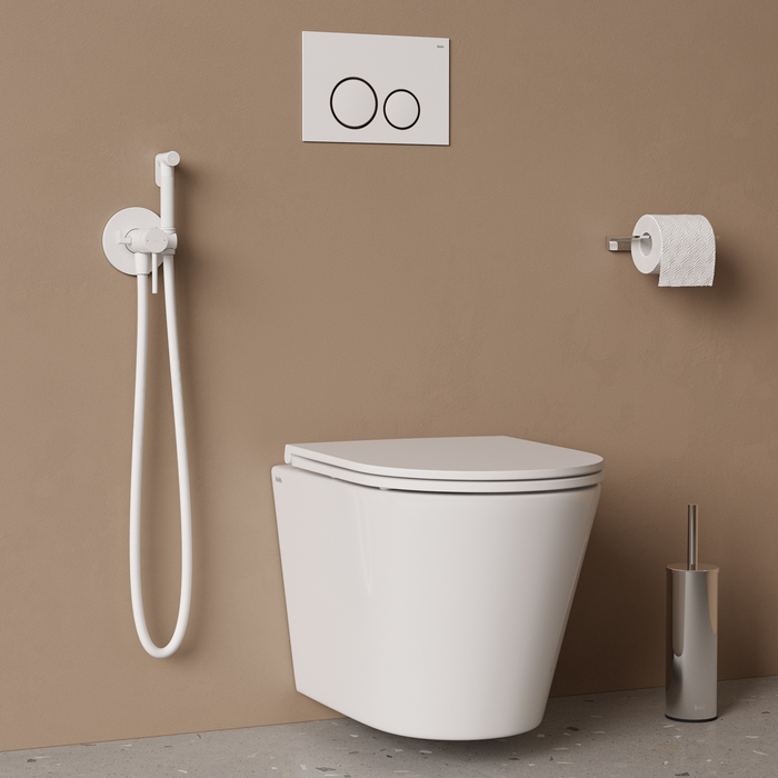 Встраиваемый смеситель с гигиеническим душем IDDIS Axes белый матовый (005WTR0i08) - фото 3