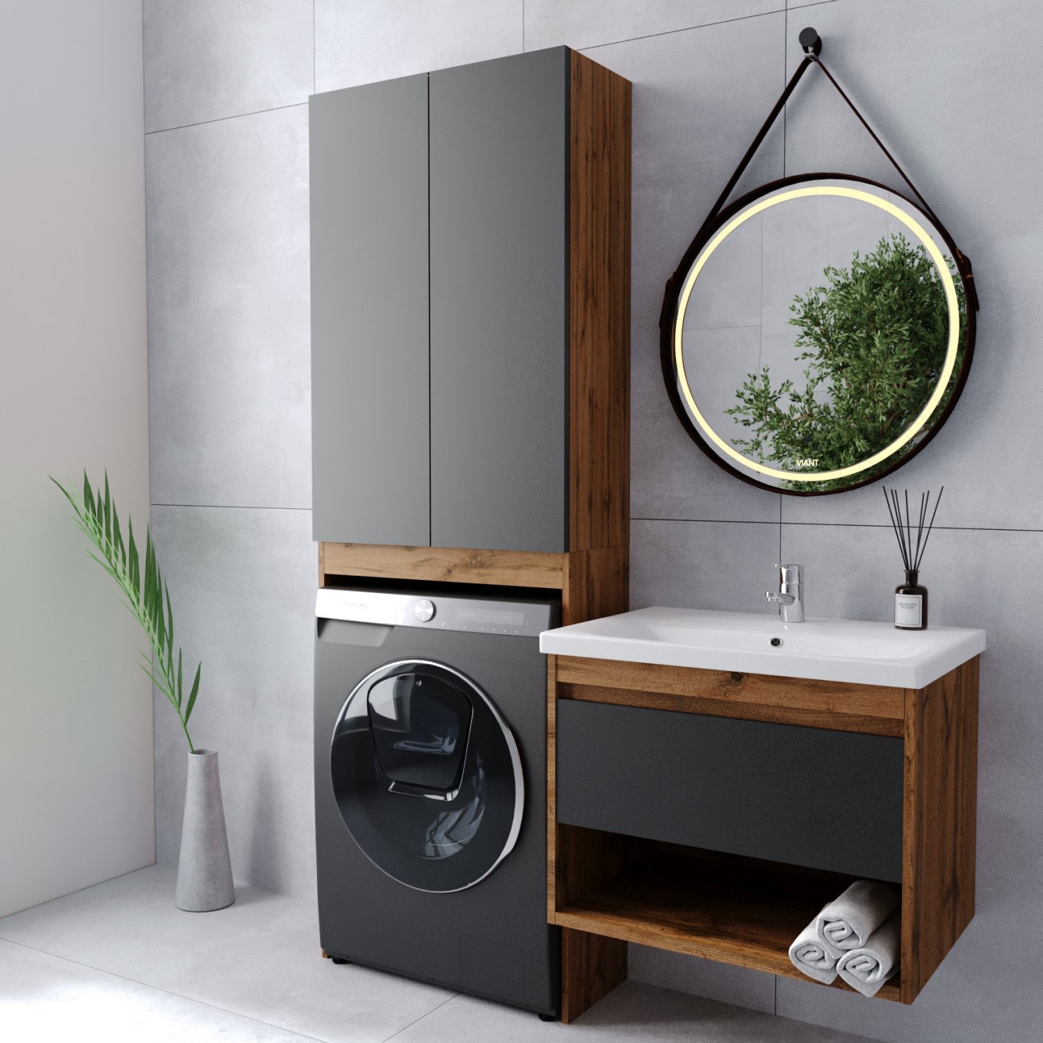 Шкаф VIANT  "Бостон" разборный для с\м графит 380х645х1900 (VBOS645G-SHSM) - фото 2