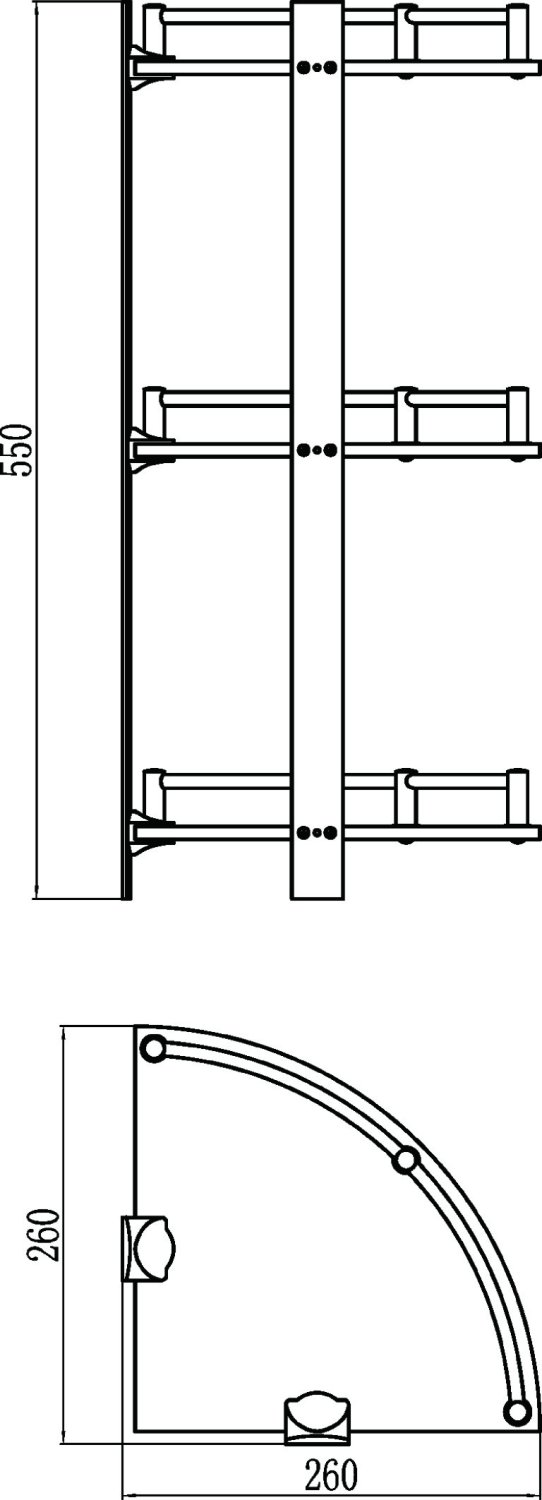 Полка угловая тройная (стеклянная) Savol (S-003031) - фото 2