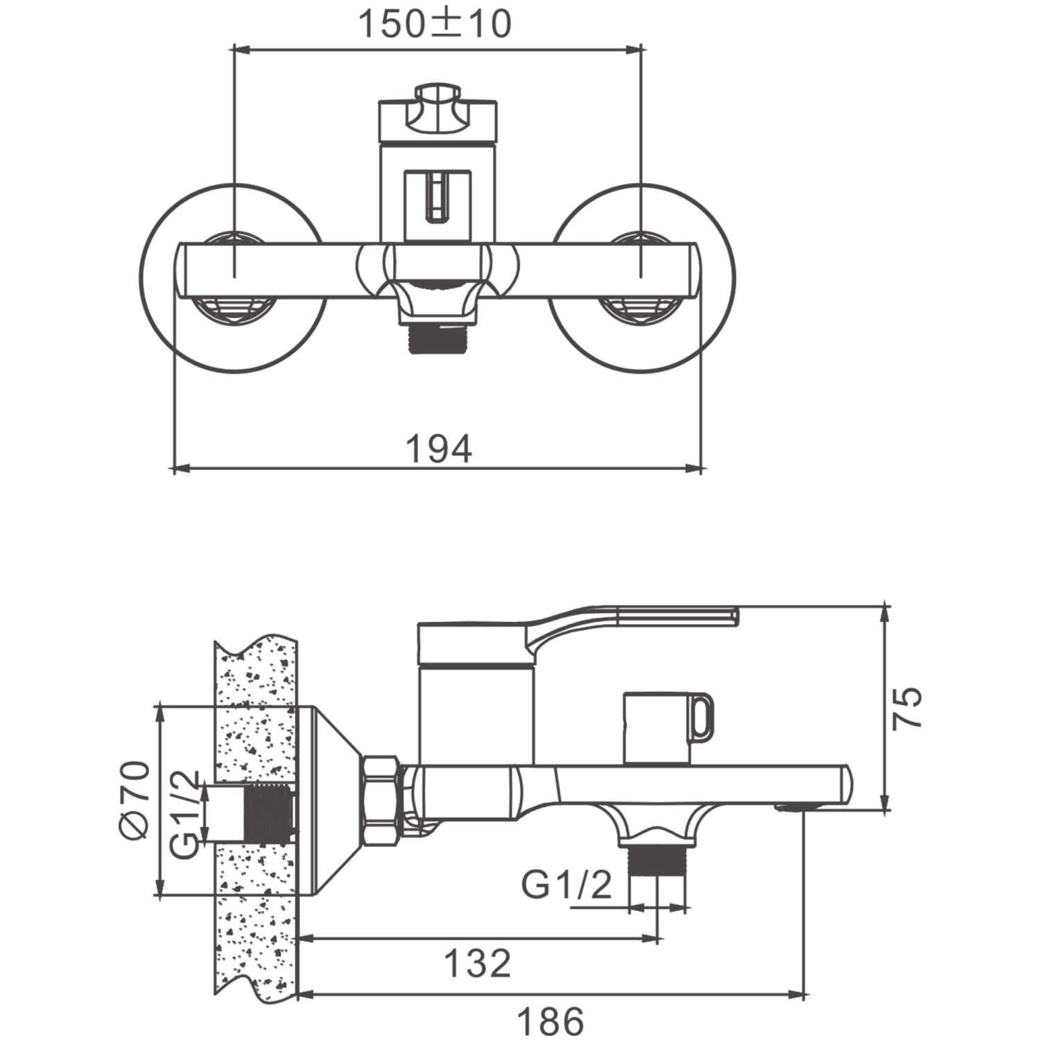 Смеситель для ванны BELZ B612 с аксессуарами, короткий излив (B60612) - фото 3