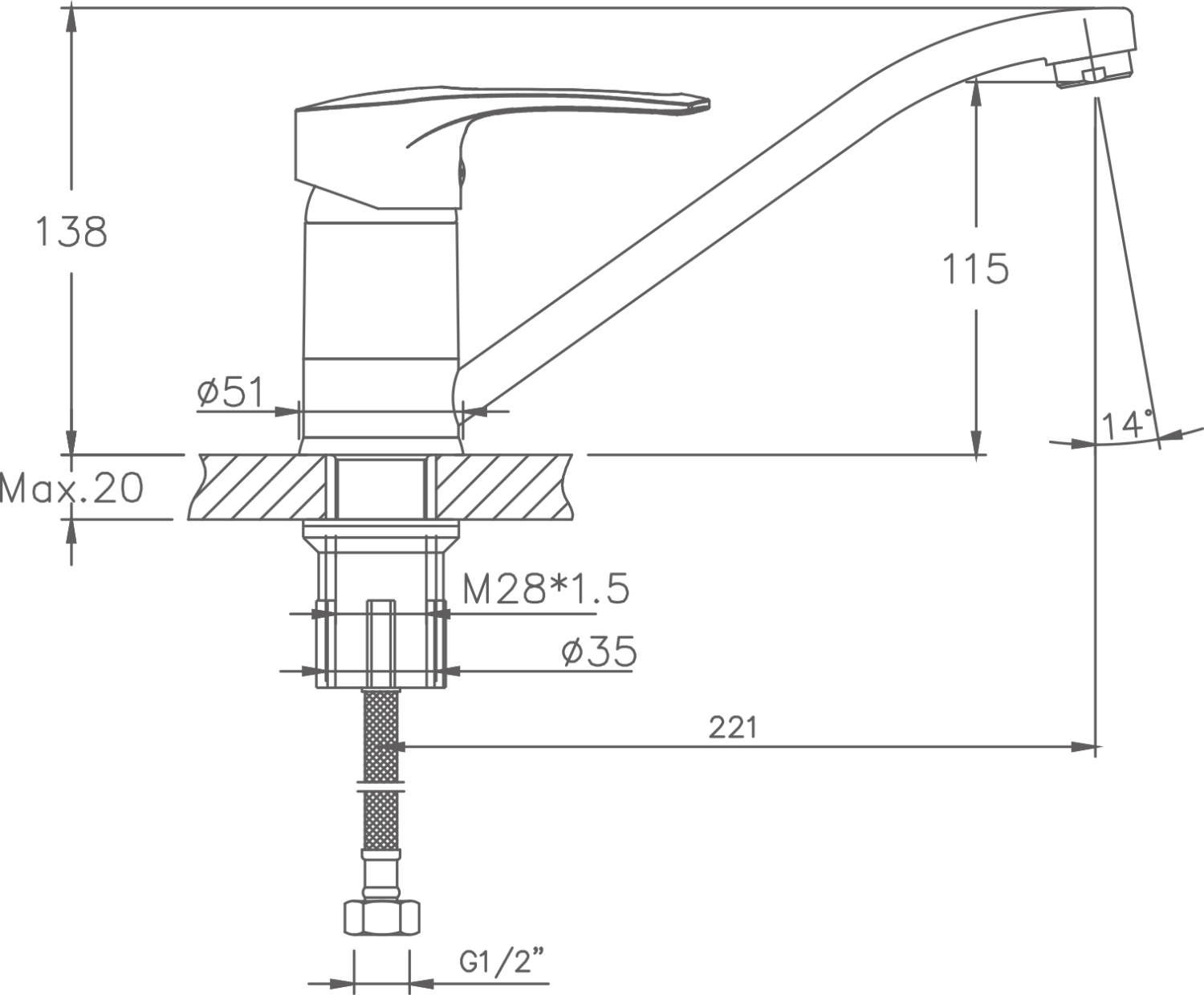 Смеситель для кухни Cron хром (CN4966) - фото 2