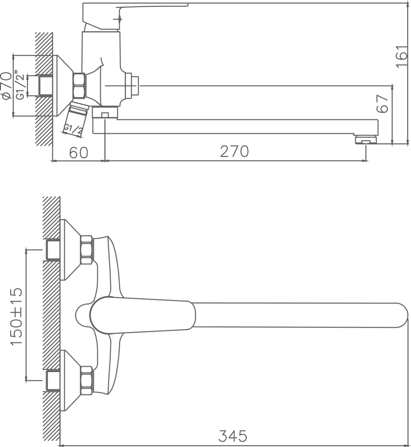 Смеситель для ванны Cron хром (CN22337) - фото 2