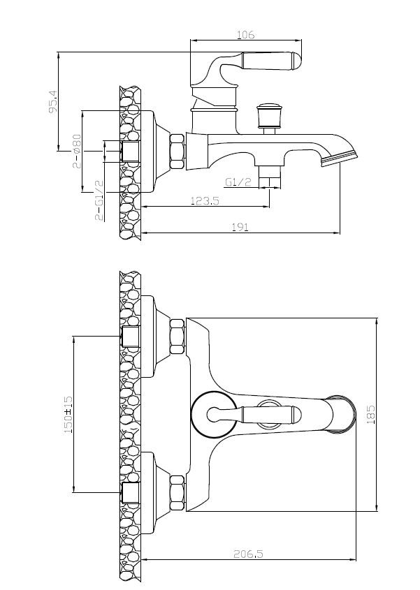 Смеситель для ванны и душа ESKO PRAGUE (PG 54) - фото 4