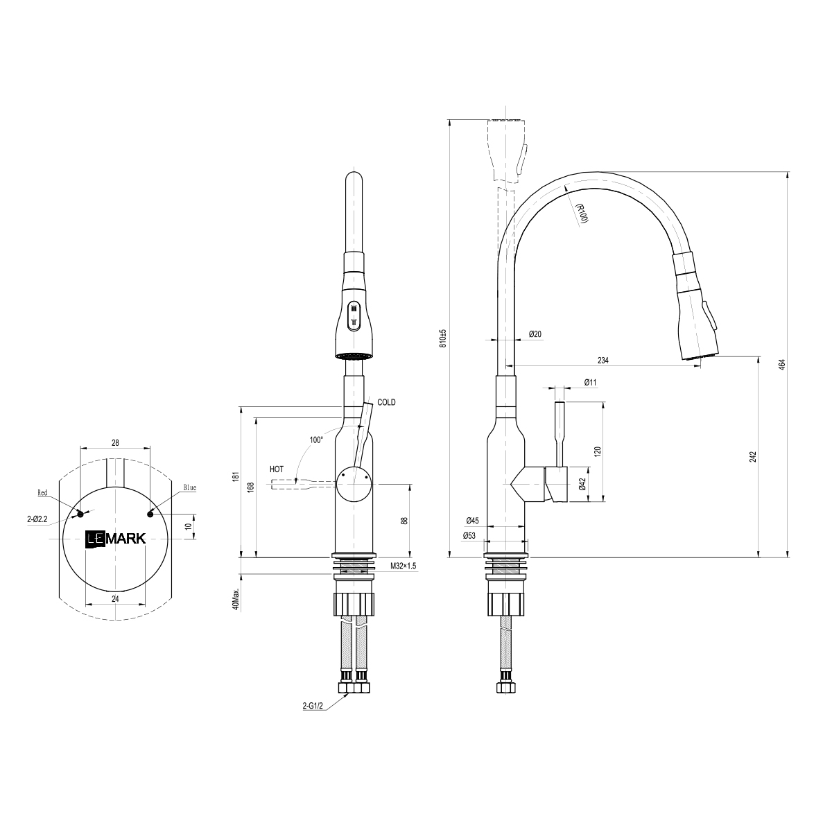 Смеситель для кухни Lemark с гибким  изливом (LM5082S-Black) - фото 3