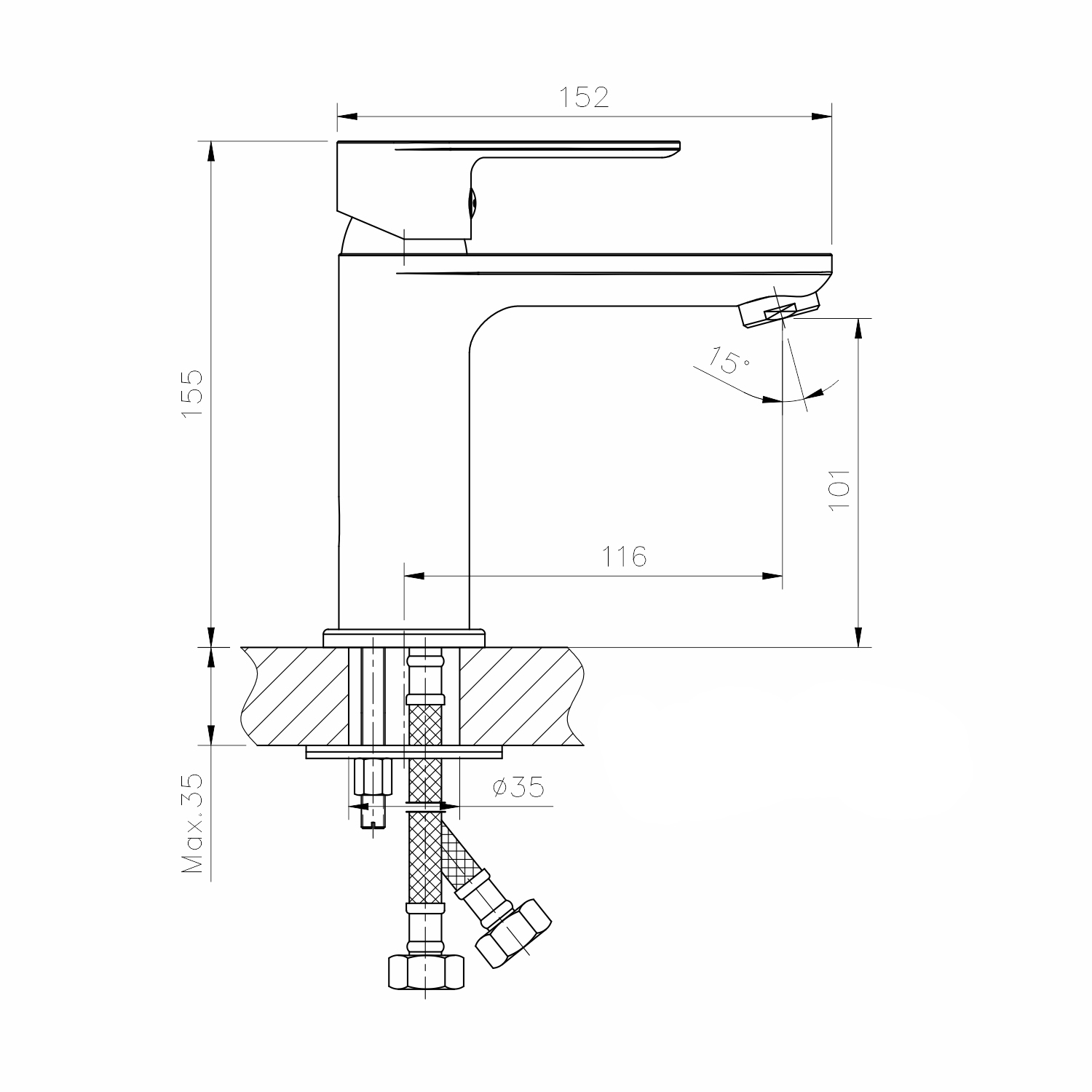 Смеситель для раковины 35k MIXLINE ML33-04 "City White" (553198) - фото 4