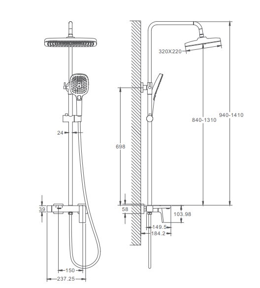 Душевая система HAIBA тропический душ, латунь, золото (HB24831-5) - фото 2