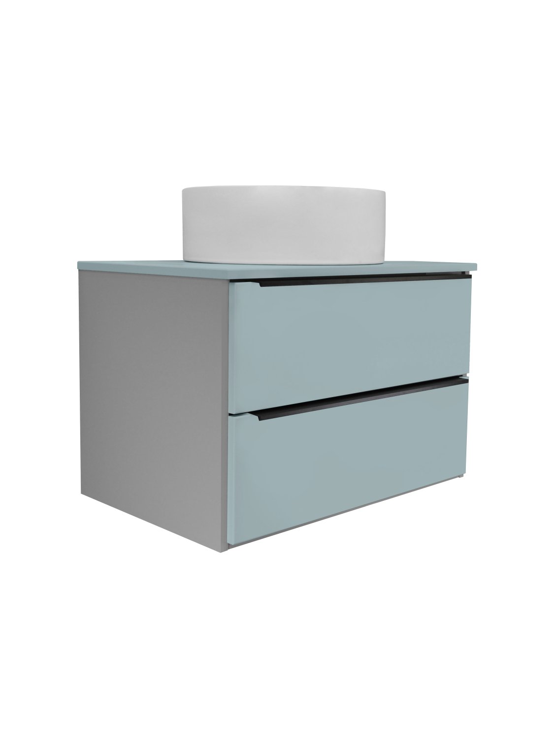 Тумба Runo Мальта 70 подвесная серая/бирюзовая под накладной умывальник (00-00004661) - фото 1