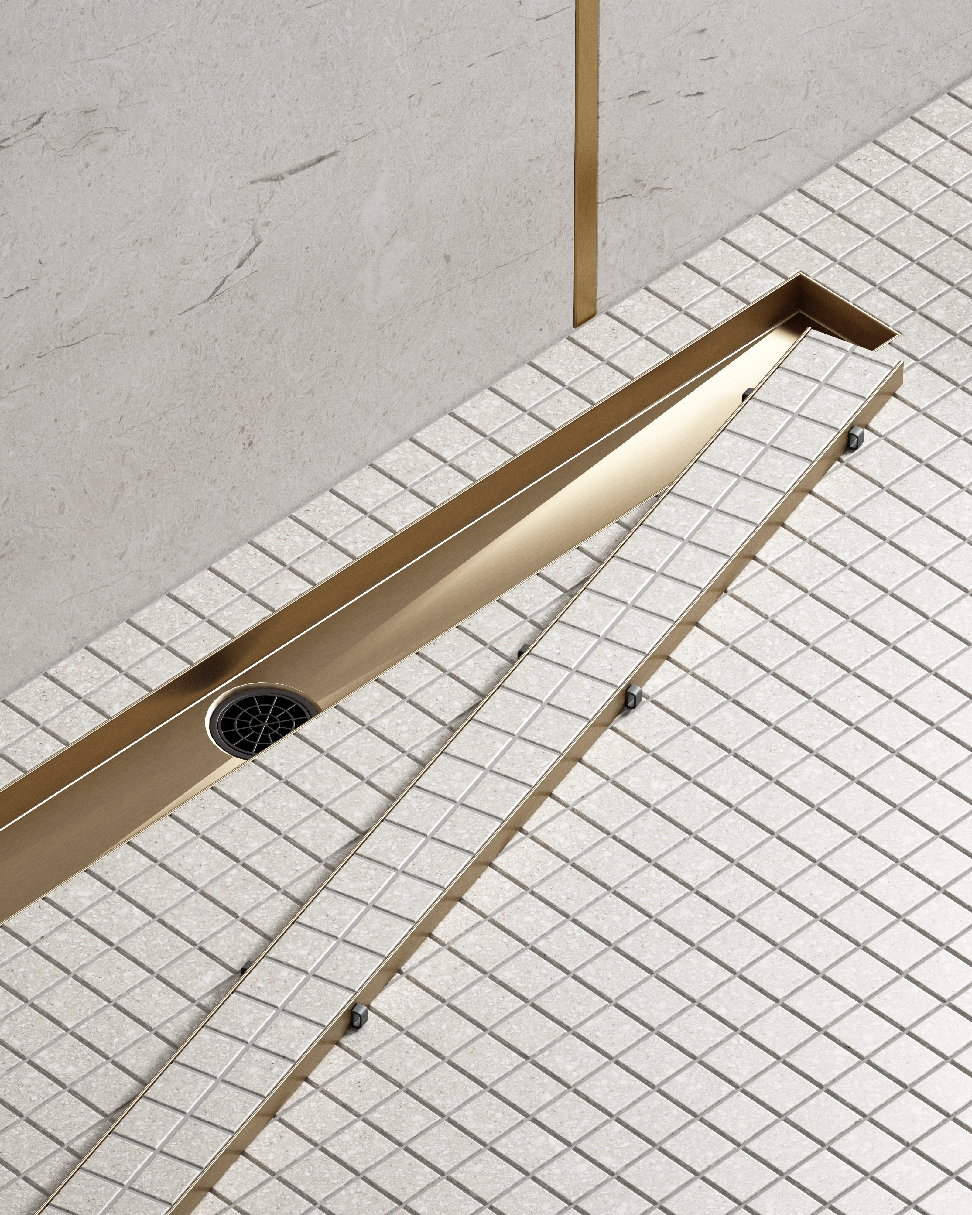 Душевой лоток TIMO Drain System 1000 с двусторонней панелью "plate" под плитку, Золото матовое (DS230210/17) Душевой лоток TIMO Drain System 1000 с двусторонней панелью "plate" под плитку, Золото матовое (DS230210/17) - фото 3