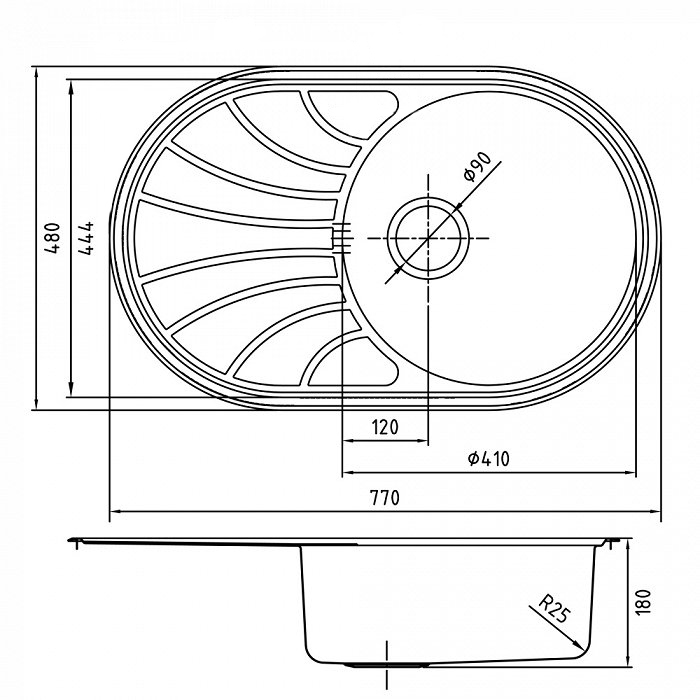 Кухонная мойка IDDIS  770*480, Suno S (SUN77SDi77) - фото 4