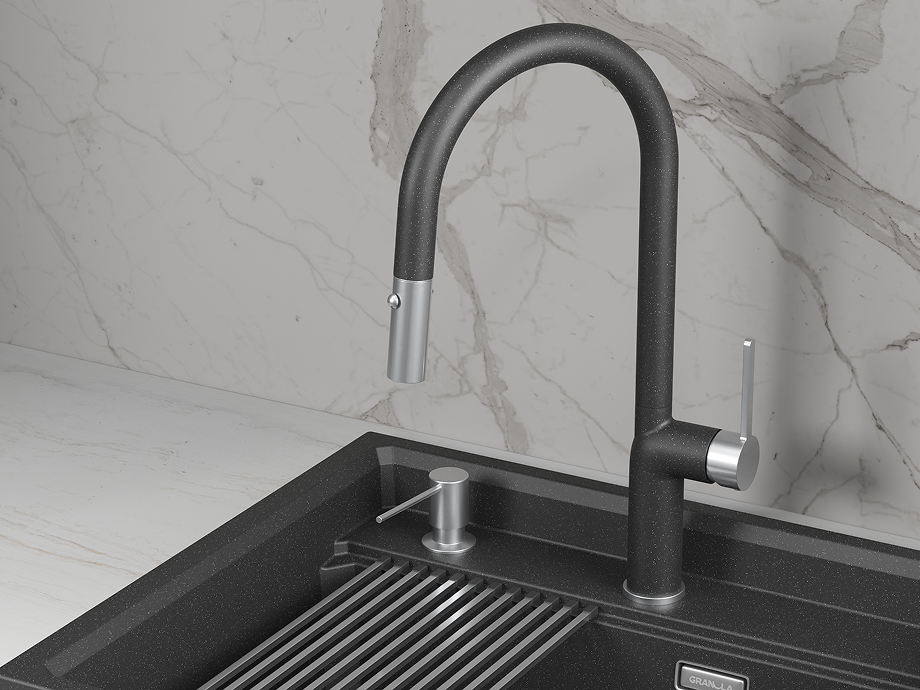 Смеситель для кухни GRANULA (9010, ЧЕРНЫЙ) - фото 2