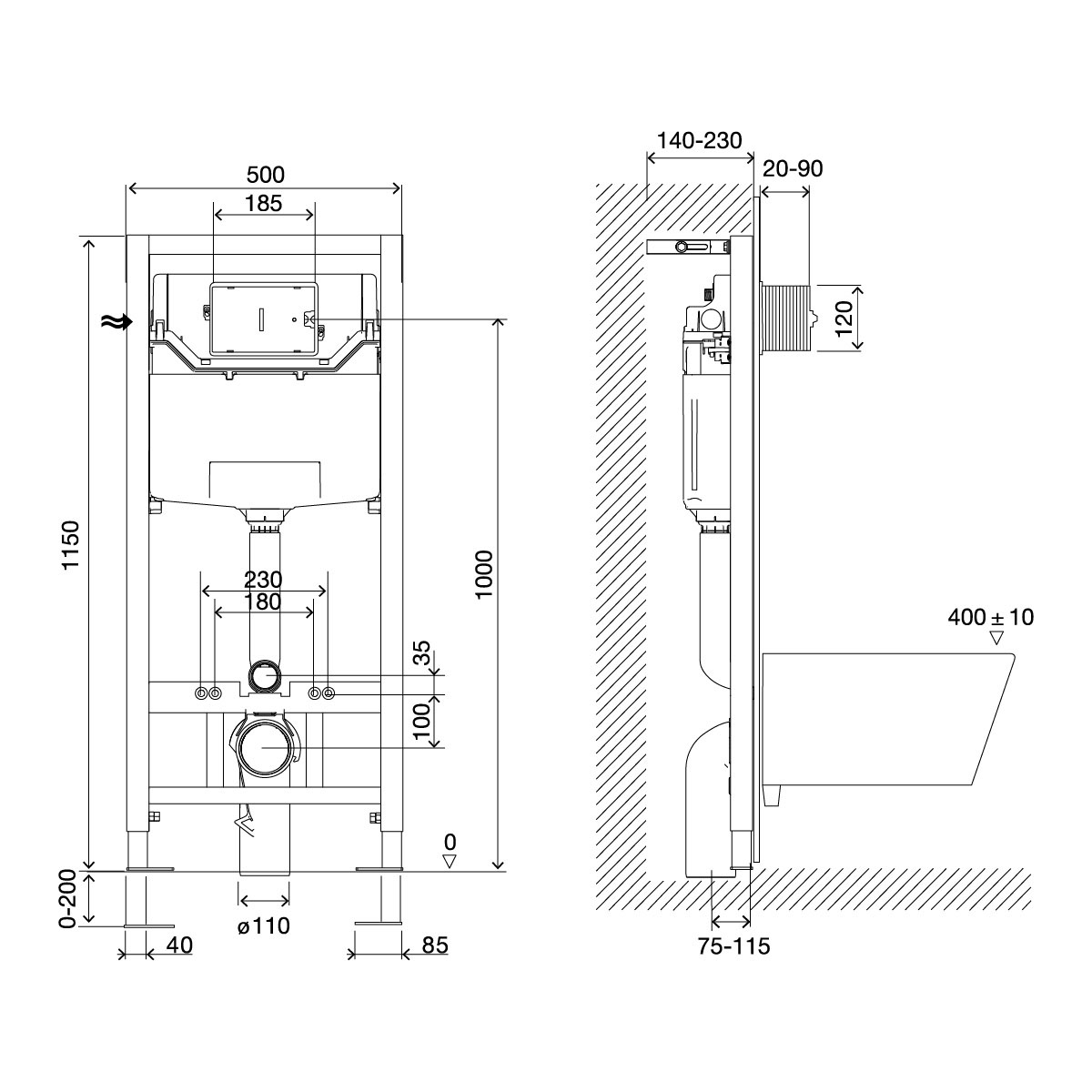 Комплект 3в1: Инсталляция Lemark PENEDA EXPERT с кнопкой смыва BIT хром матовый + унитаз подвесной Торнадо (100123433) - фото 6
