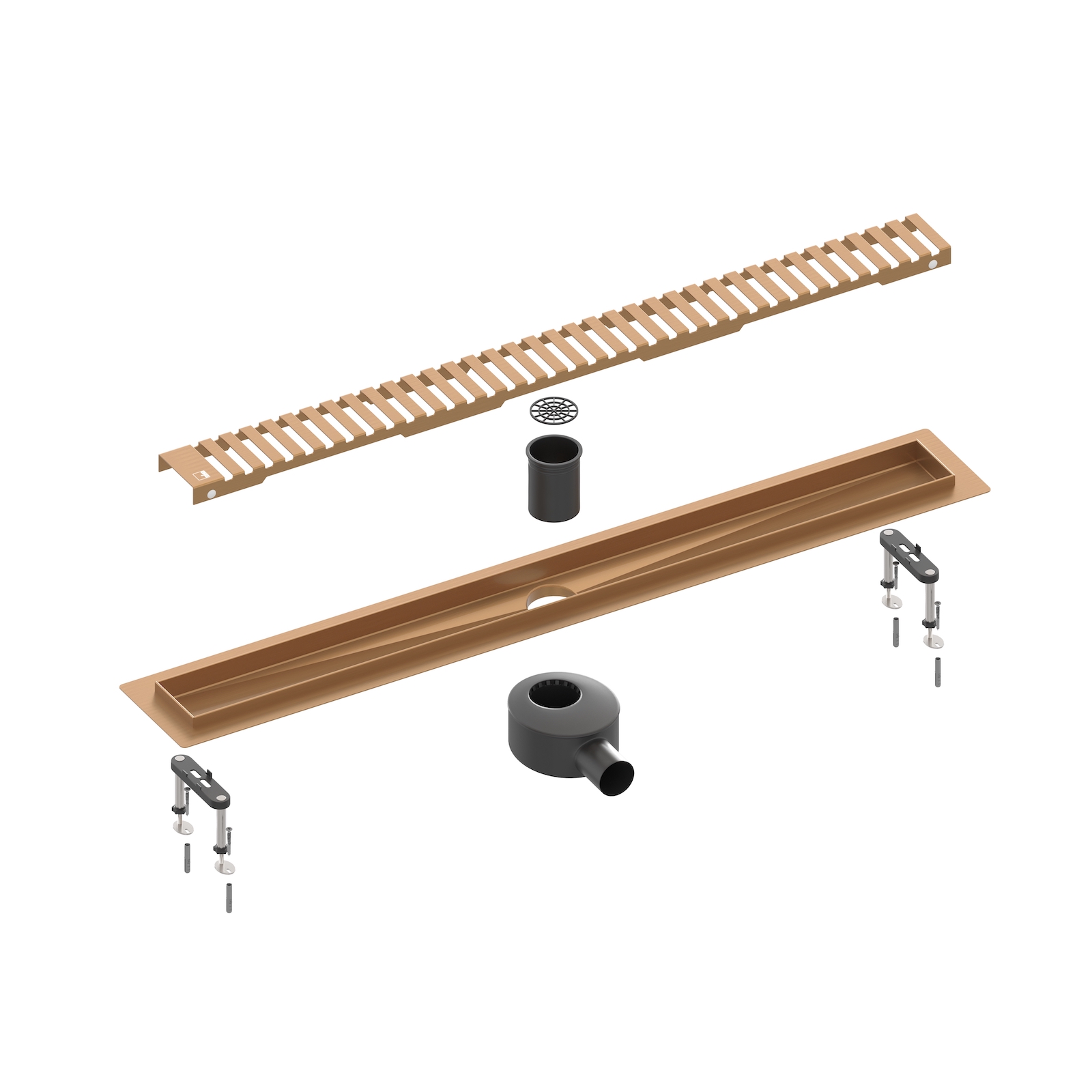 Душевой лоток TIMO Drain System 800 с вставкой "lines", розовое золото (DS230108/19)