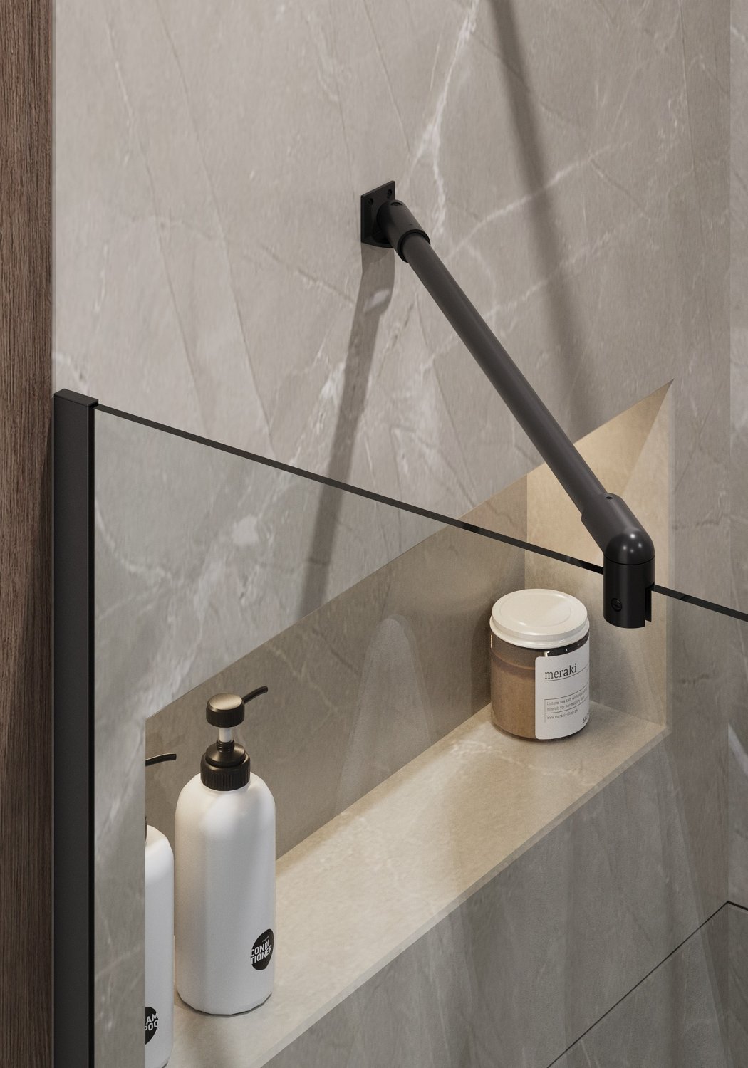 Душевая перегородка Timo TP-890/03C-8 в узком  профиле 1950*890, стекло прозрачное 8 мм  (T07) - фото 2