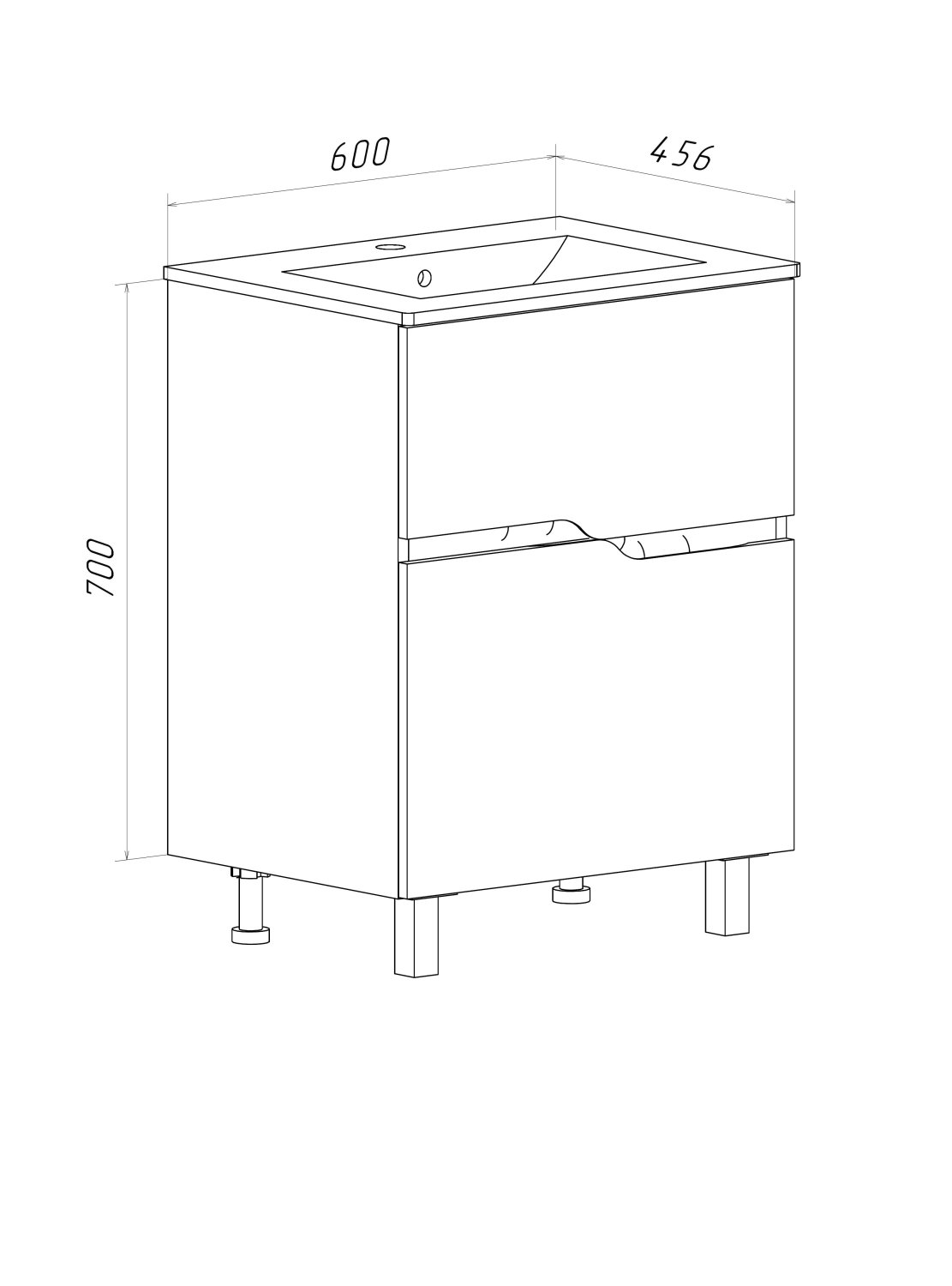 Тумба Runo Палермо 60 напольная под умывальник 00-00002554 (Teffy 60) (00-00004156) - фото 3