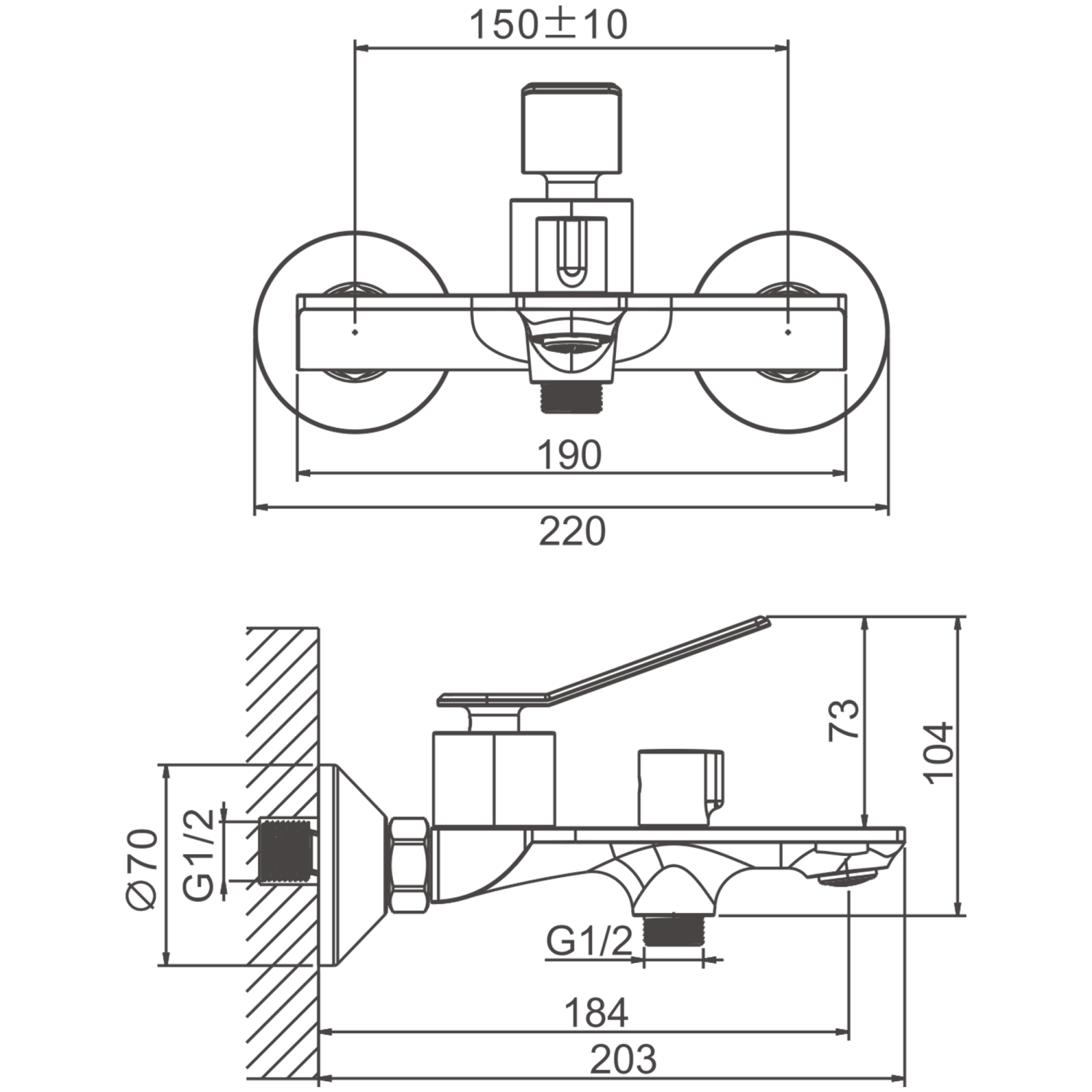 Смеситель для ванны BELZ B618 с аксессуарами, короткий излив (B60618) - фото 2