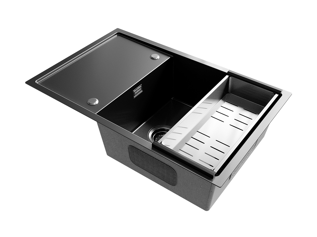 Мойка ULGRAN STEEL 780 Х 500, цвет «черная брашированная сталь» (US 780-002) - фото 3