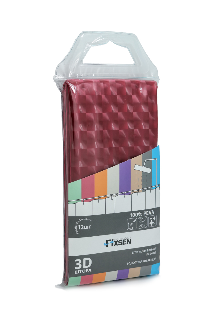 Шторка для ванной FIXSEN розовая  (FX-3003B) - фото 2