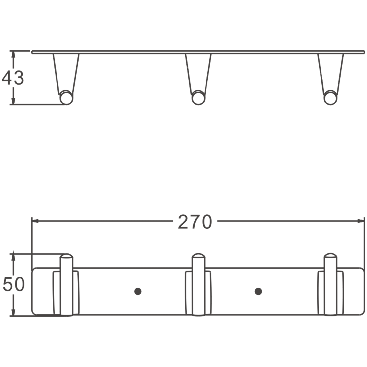 Планка с 3-мя крючками BELZ хром (B91115-3) - фото 2