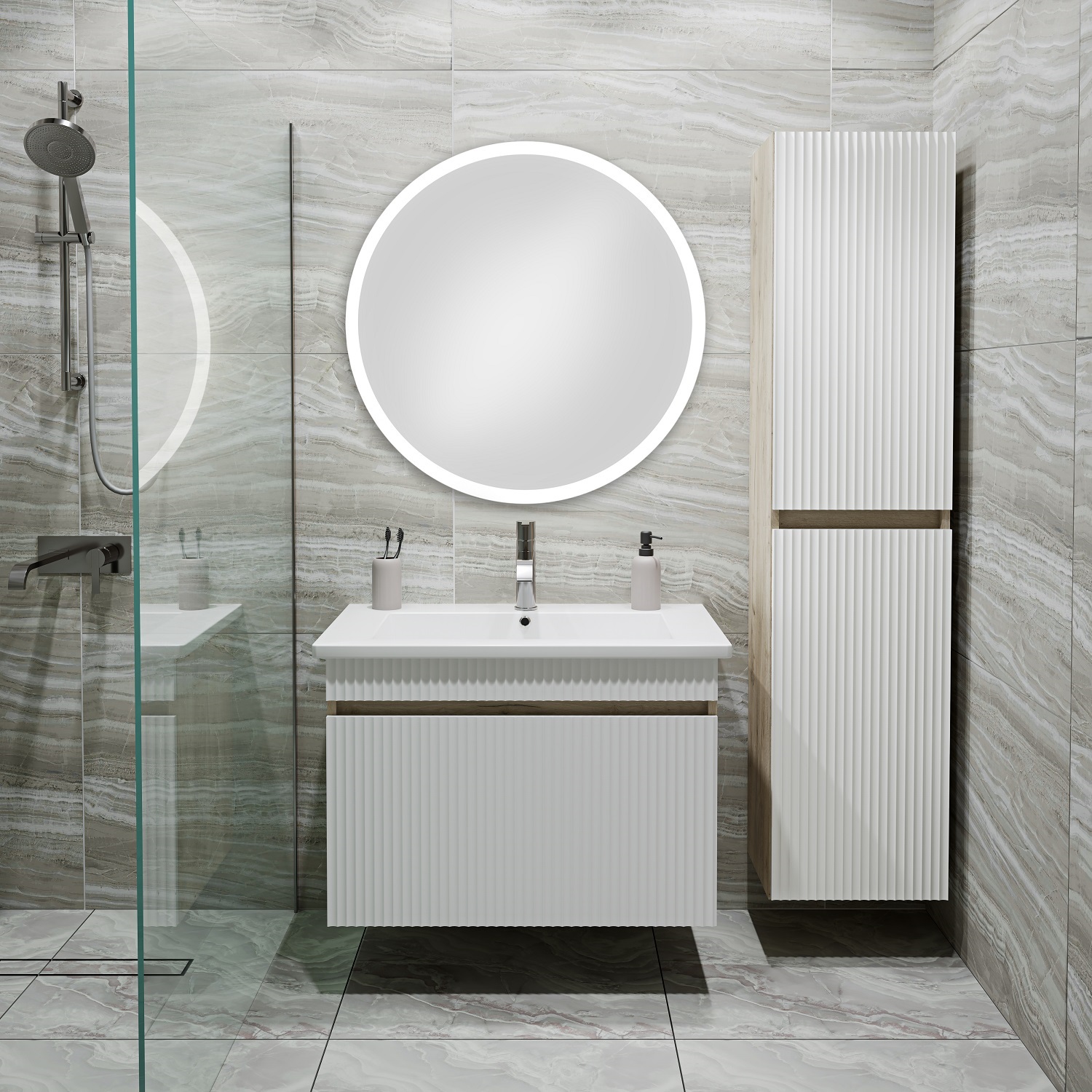 Тумба Runo Модена 75 крафтовый дуб под умывальник 00-00001022 (Оскар 75) (00-00001427) - фото 3