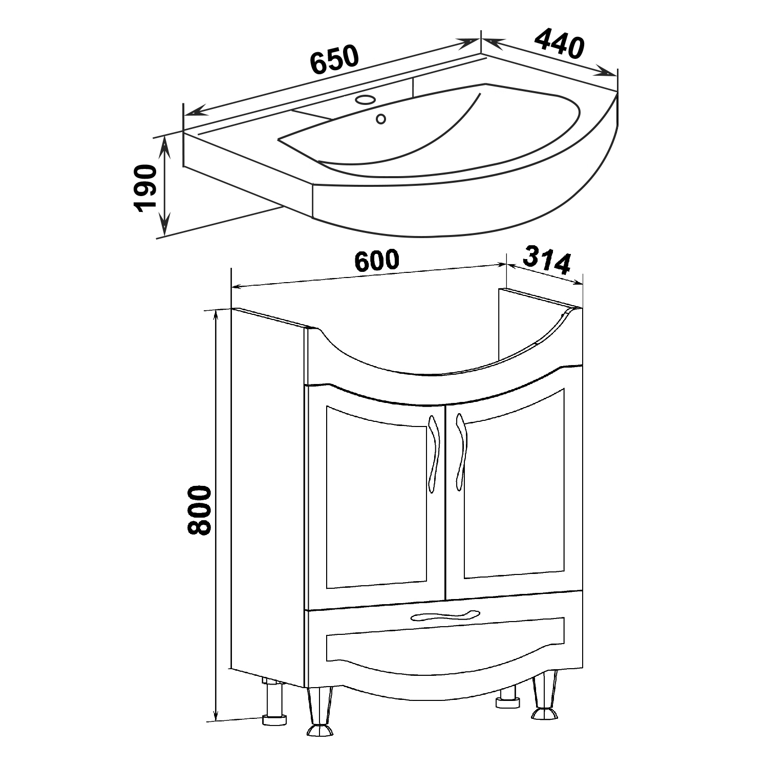Тумба Runo Неаполь 65 под умывальник 00000000438 (Элеганс 65) (00-00001033) - фото 5