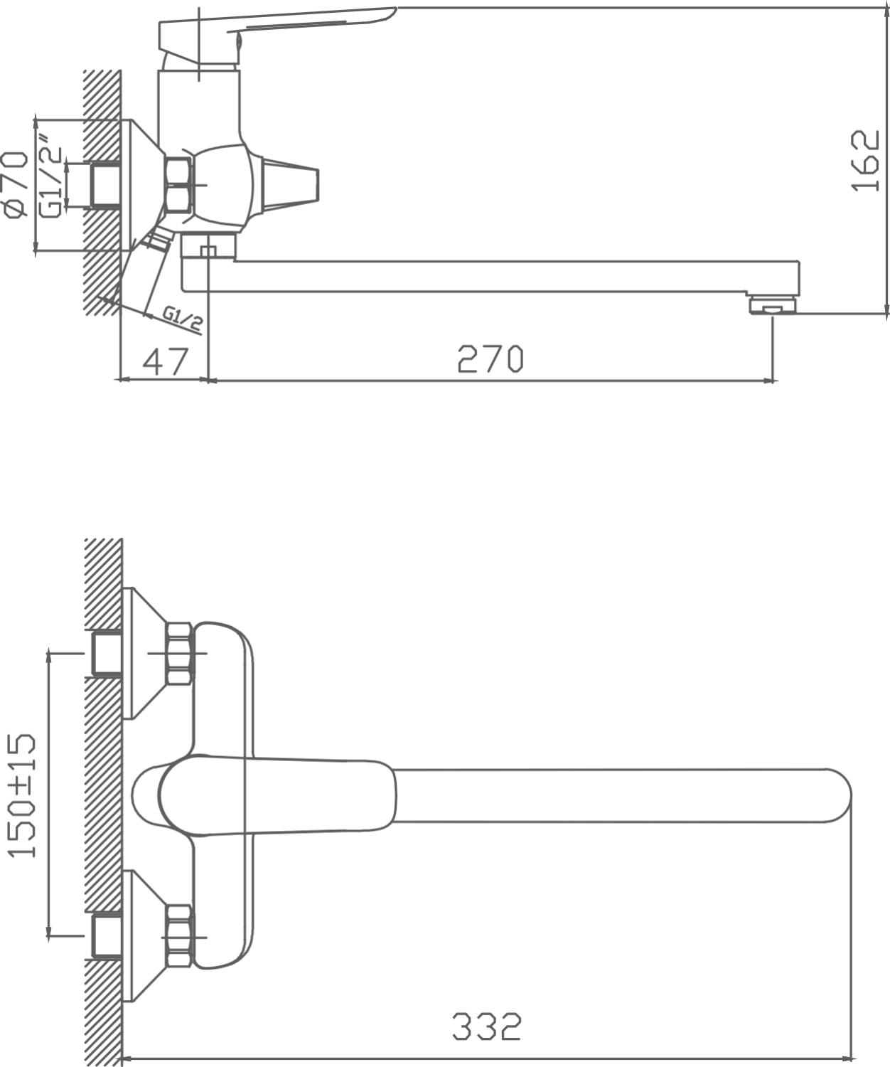 Смеситель для ванны Cron хром (CN22521) - фото 2