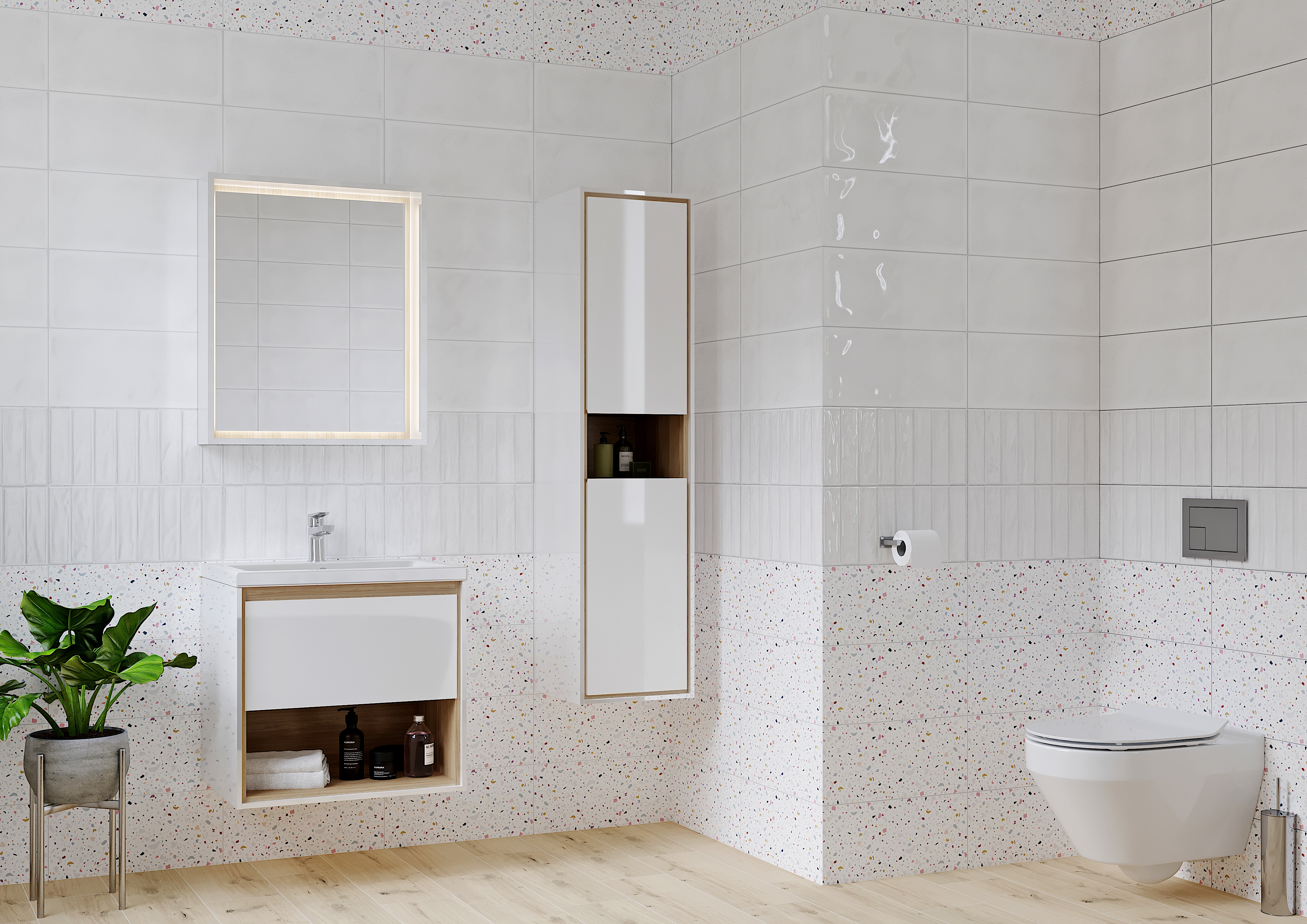 Тумба под раковину подвесная Cersanit LOUNA 60 со столешницей белый (SP-SZ-LOU60-BL/Wh) - фото 3