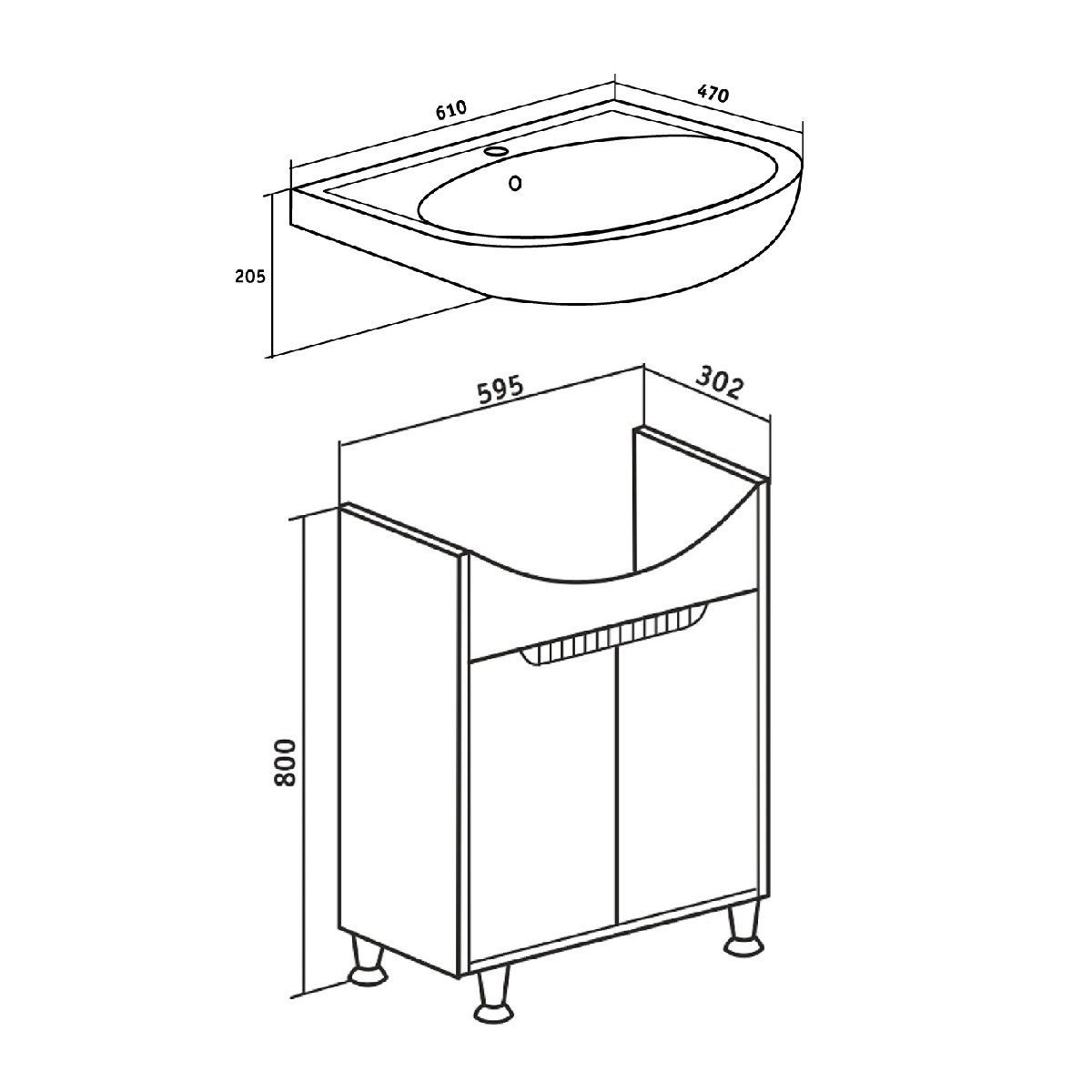 Тумба Runo Эконова 60 какао-бежевая под умывальник 00000000154 (Уют 60) (00-00004655) - фото 3