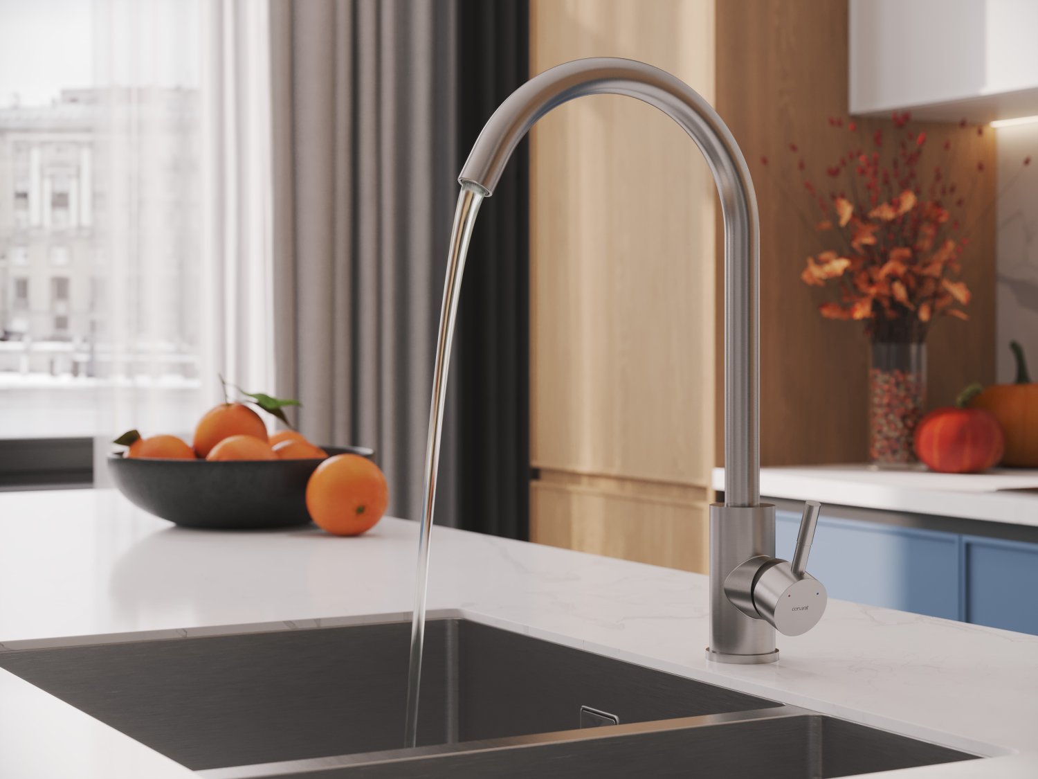 Смеситель для кухни Cersanit COMO однорычажный сатин (68242) - фото 2