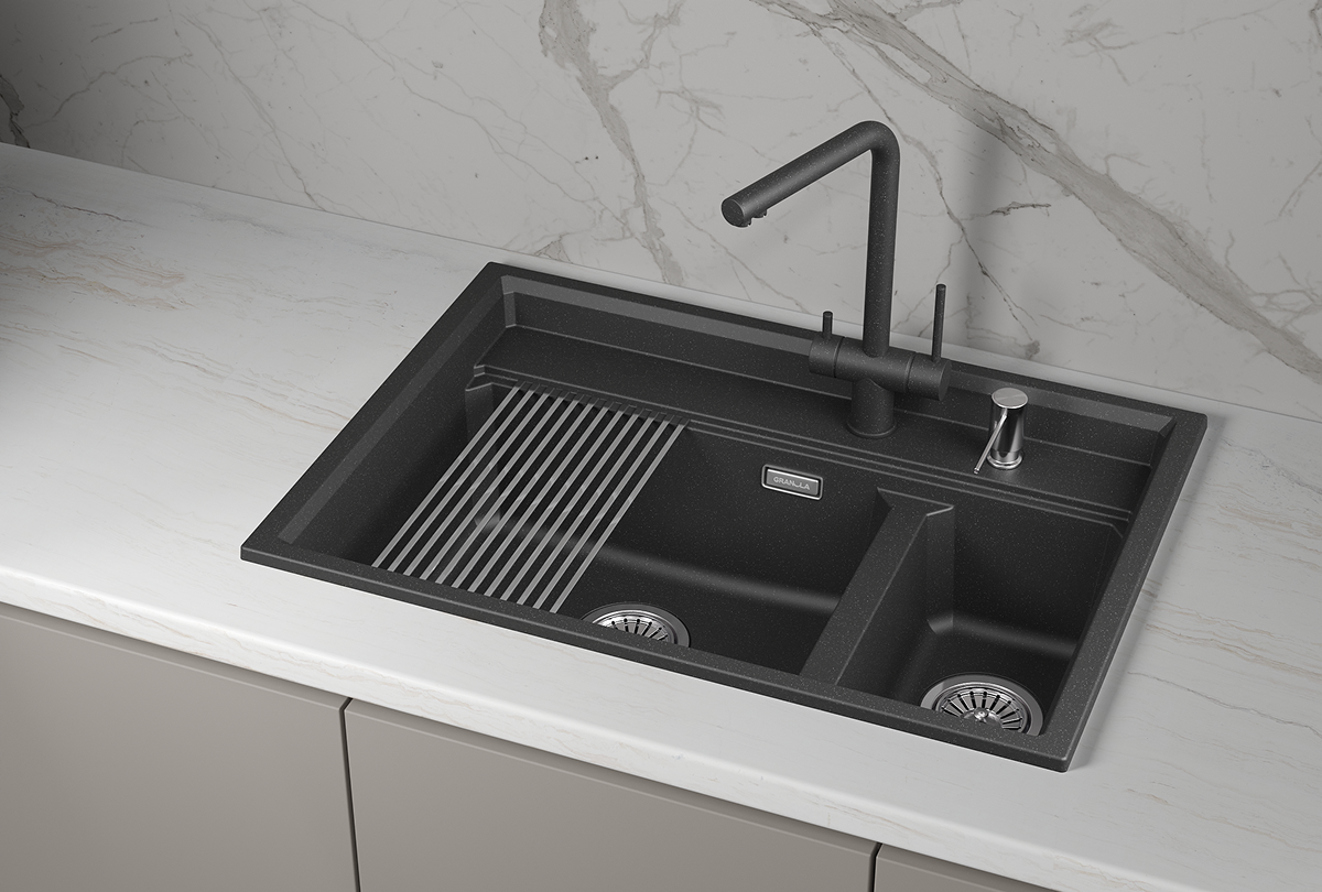 Кухонная мойка GRANULA кварц (7302i, ШВАРЦ) - фото 3