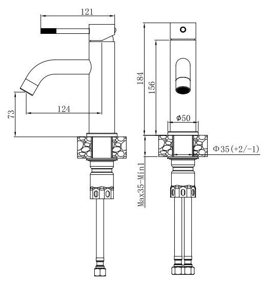 Смеситель VODA "Vessel Gun Metal" для раковины, темно-серый (VSL26MGM) - фото 2