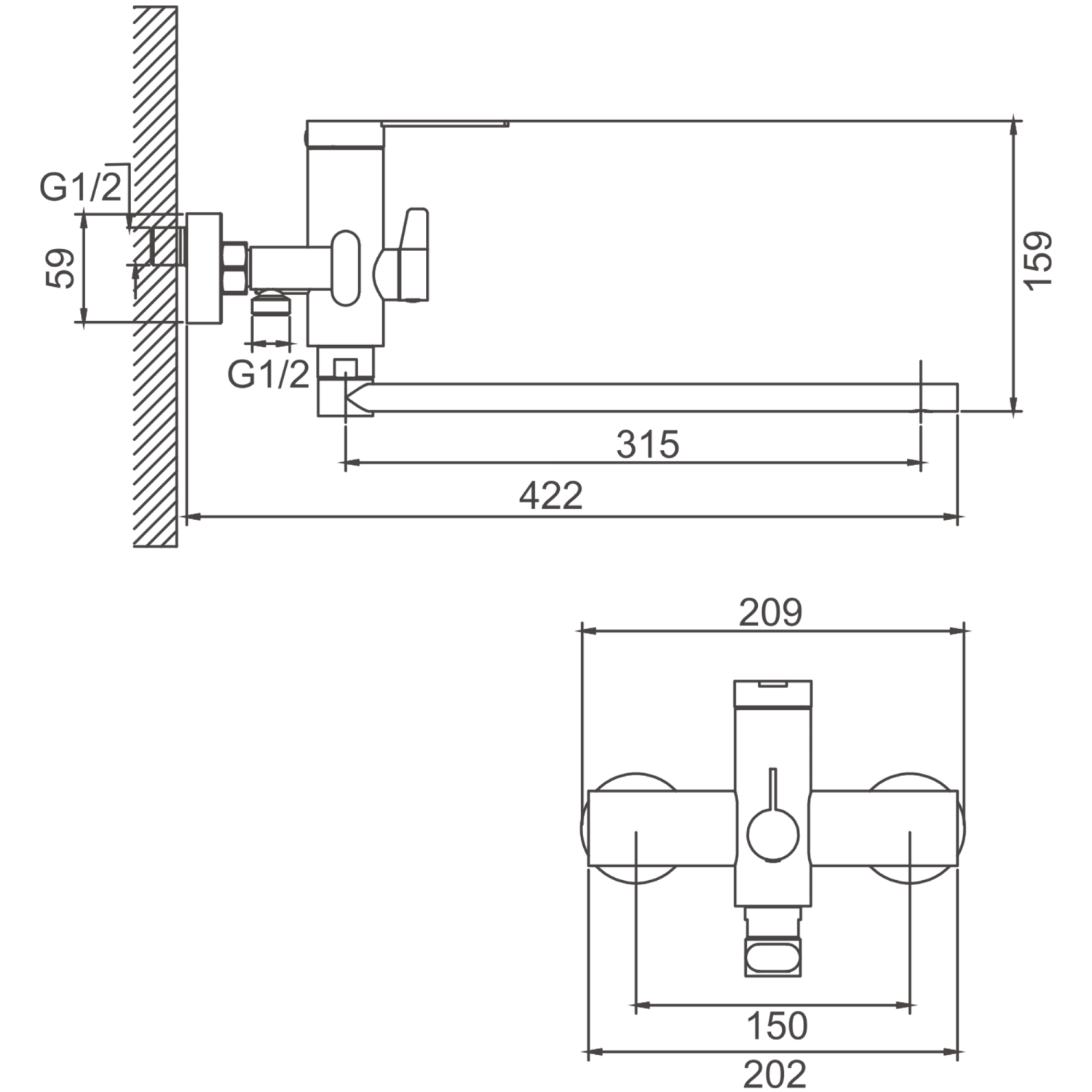 Смеситель для ванны BELZ оружейная сталь (B22813-3) - фото 2