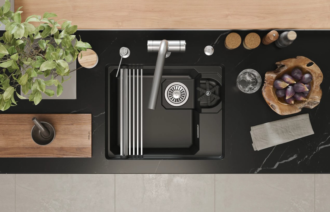 Кухонная мойка GRANULA KITCHEN SPACE RINZER кварц (5505RU, ШВАРЦ) - фото 7