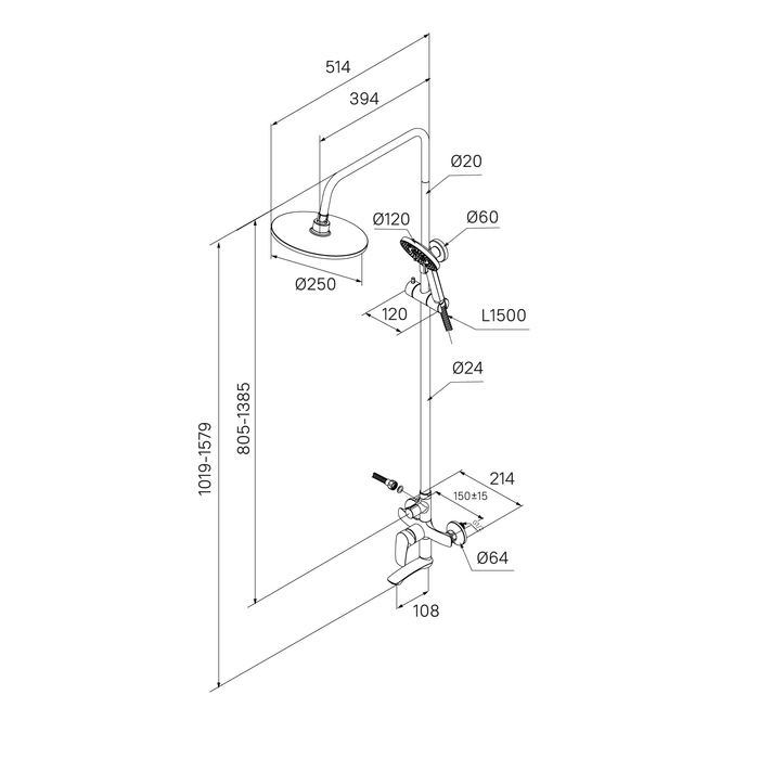 Душевая система Milardo Rora (RORBL4FM06) - фото 5