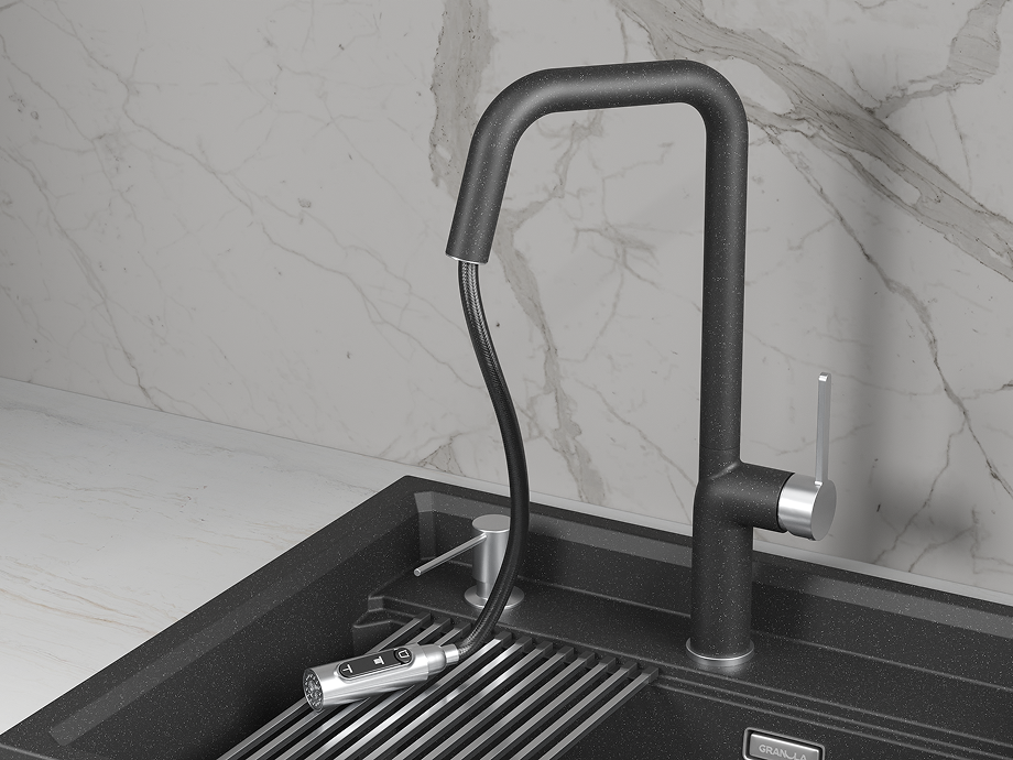 Смеситель для кухни GRANULA (9011, ЧЕРНЫЙ) - фото 3