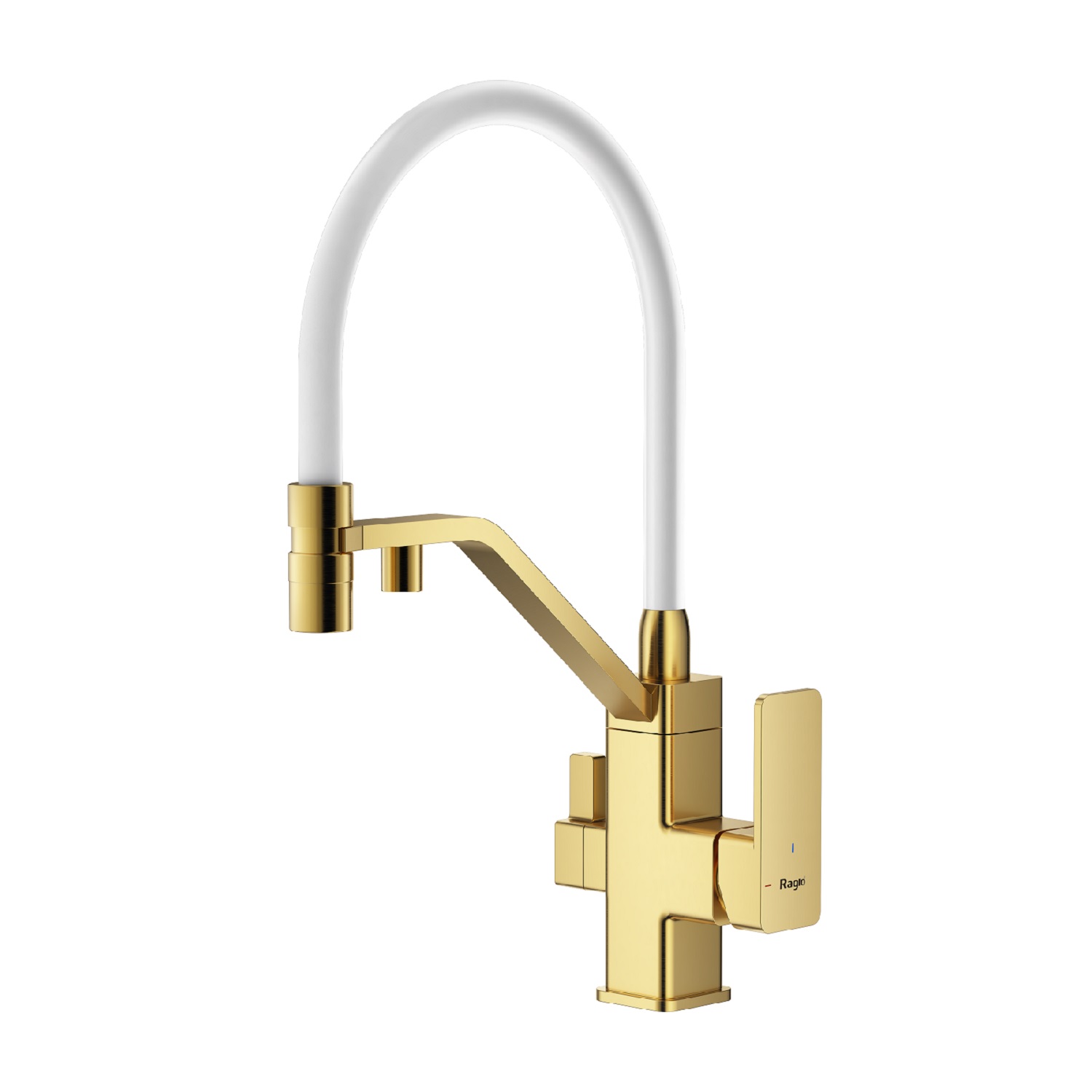 Смеситель Raglo для кухни с подключением к фильтру съёмный гибкий излив с магнитным фиксатором, сатин золотой (R85.62.03)