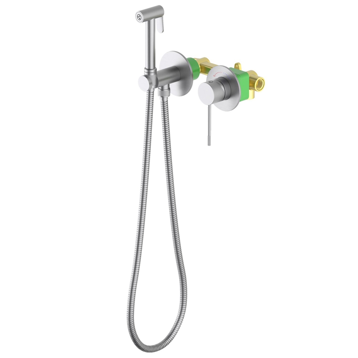 Смеситель встроенный с гигиеническим душем с защитой от ожогов Timo Saona никель (2339/13SM)