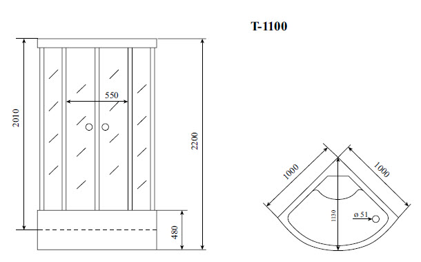 Душевая кабина Timo Standart Silver Fabric 100*100*220 (T-6600SF) Душевая кабина Timo Standart Silver Fabric 100*100*220 (T-6600SF) - фото 2