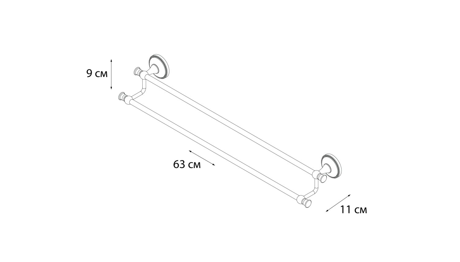 Полотенцедержатель трубчатый двойной Grampus Alfa (GR-9502) - фото 4