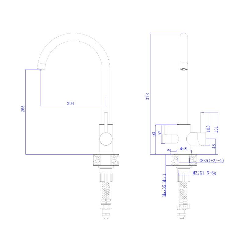 Смеситель для кухонной мойки с фильтром RUSH графит (SUS9035-37Grey) - фото 3