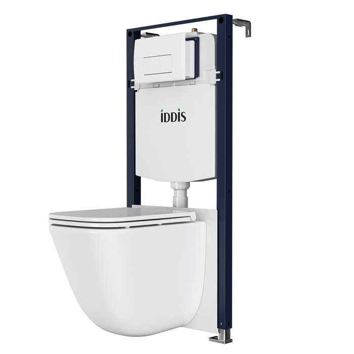 Комплект 3в1: подвесной унитаз, инсталляция и белая клавиша смыва IDDIS Basic (BASTQ03i73) - фото 1