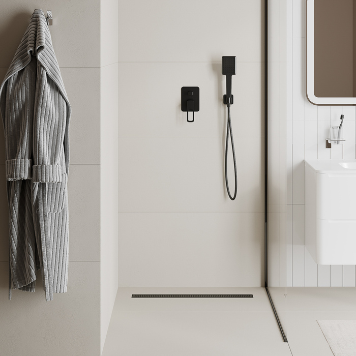 Лоток душевой, сифон 360, комбинированный затвор, перфорированная решетка, 700мм, черный, IDDIS, 975B7BL20DZ - фото 3