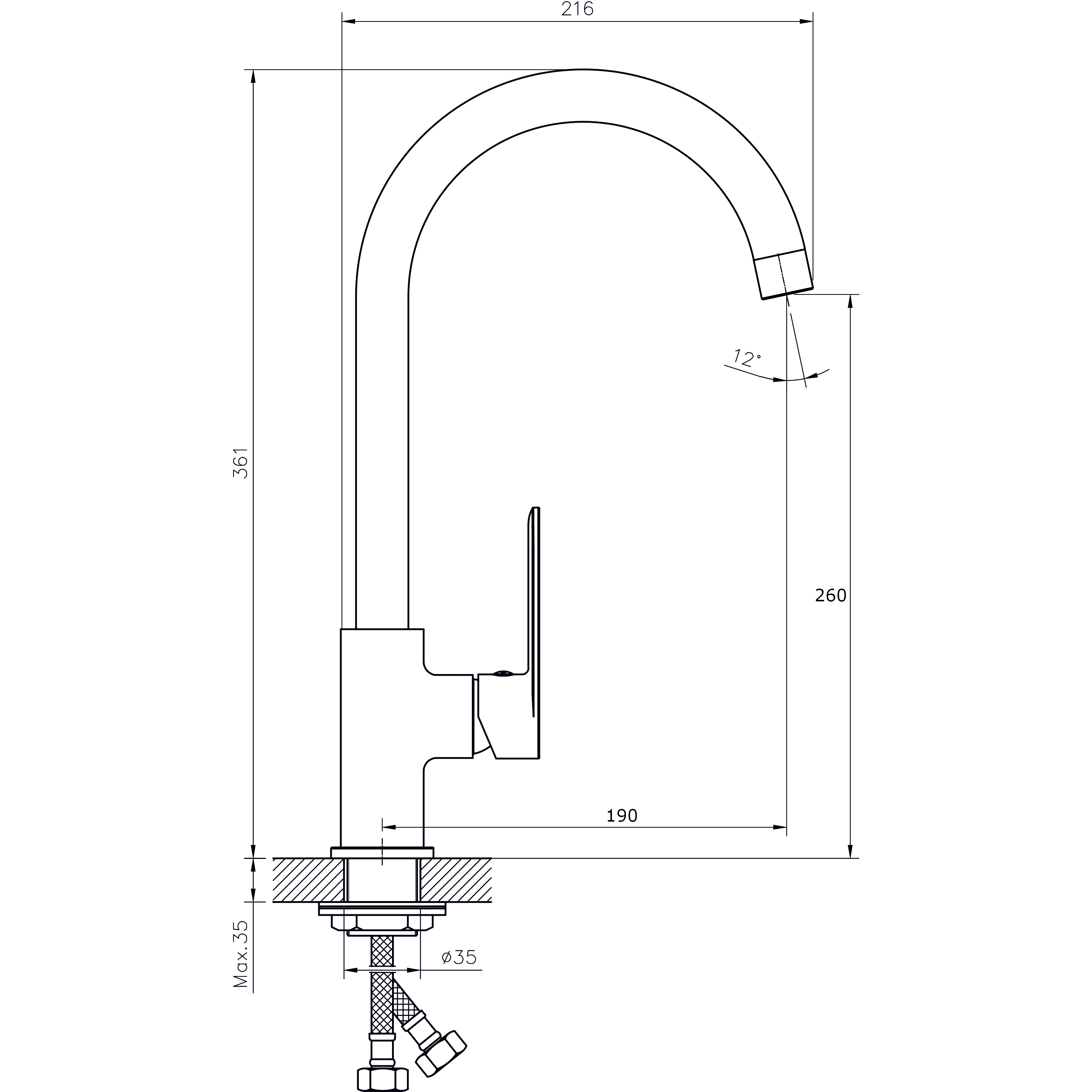 Смеситель для кухонной мойки  RUSH Luson (LU1630-22) - фото 2