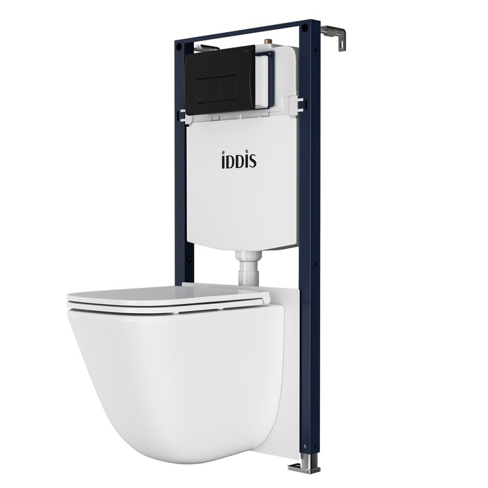 Комплект 3в1: подвесной унитаз, инсталляция и черная клавиша смыва IDDIS Basic (BASTQ02i73) - фото 1
