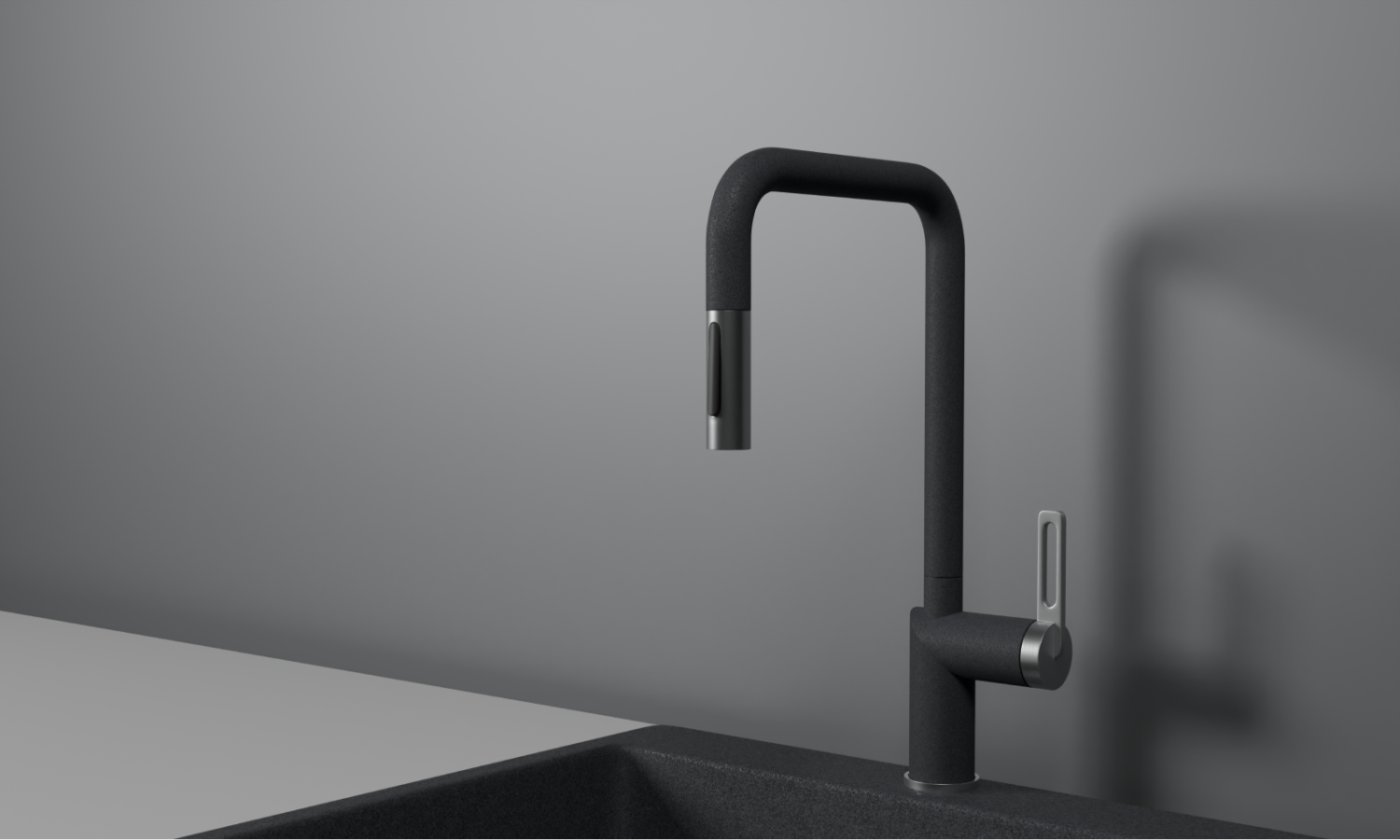 Смеситель для кухни GRANULA с выдвижным изливом (8173, ГРАФИТ) - фото 1