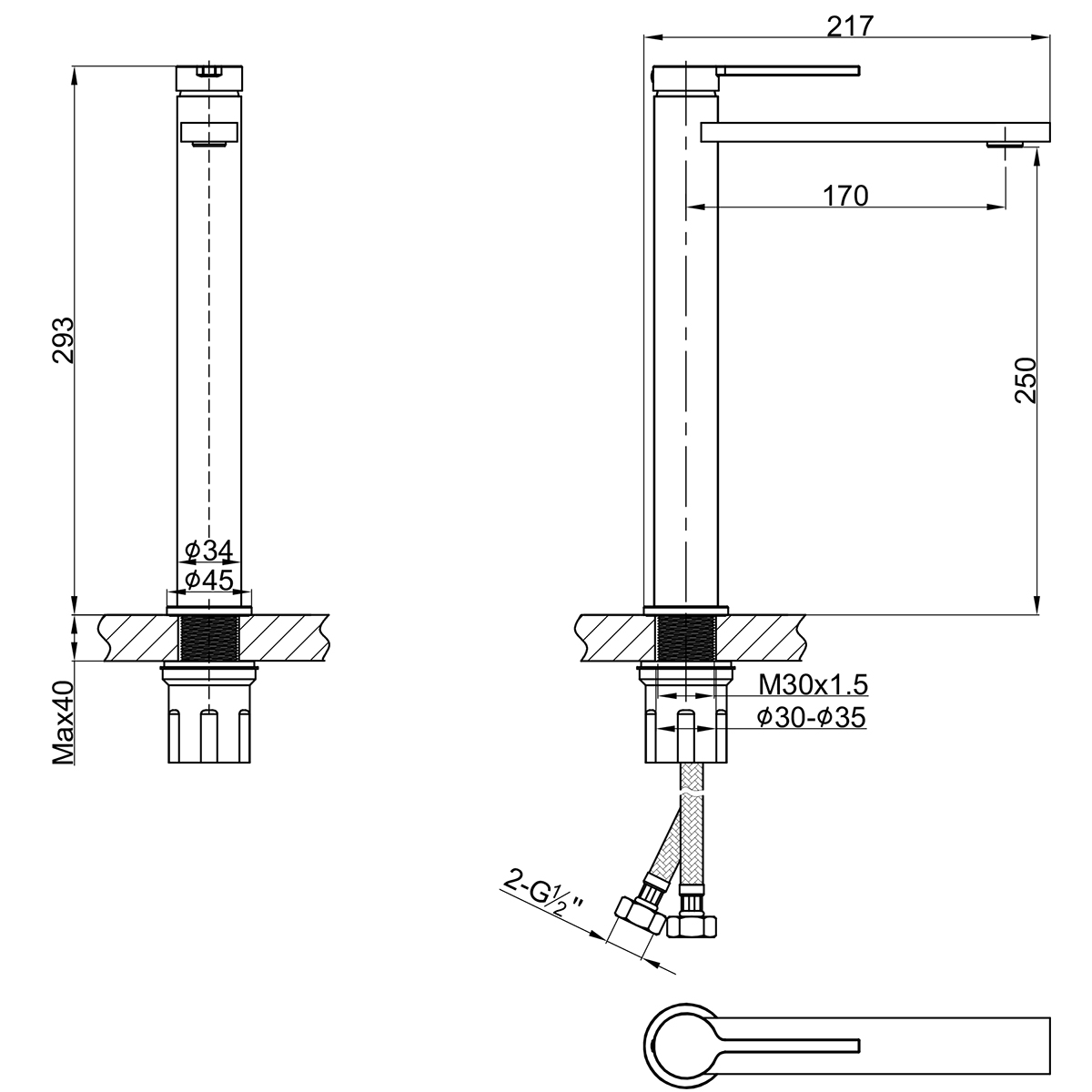 Смеситель Lemark Valday для раковины высокий (LMF-8115B-BL) - фото 2