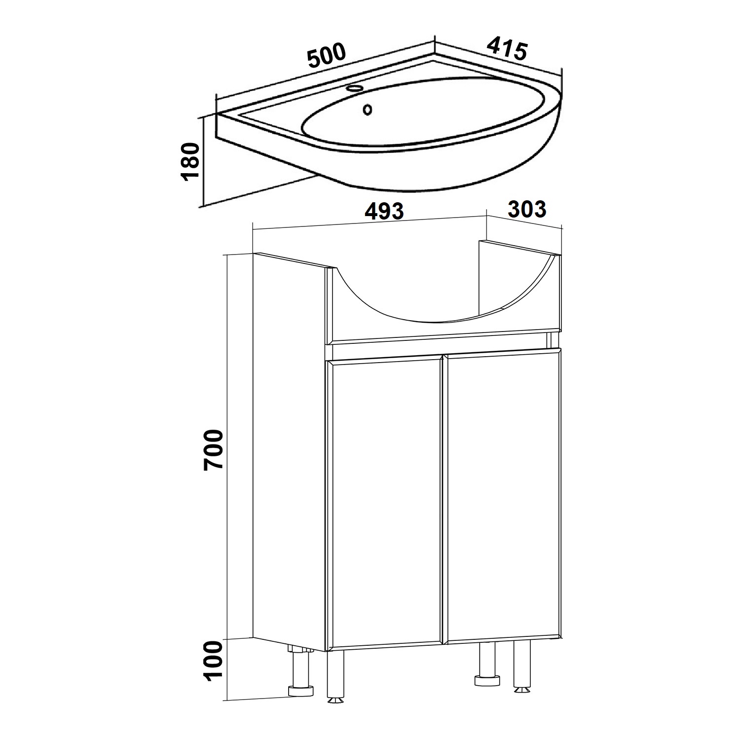 Тумба Runo Лада 50 блэквуд/белый под умывальник 00000000152 (Уют 50) (00-00004575) - фото 4