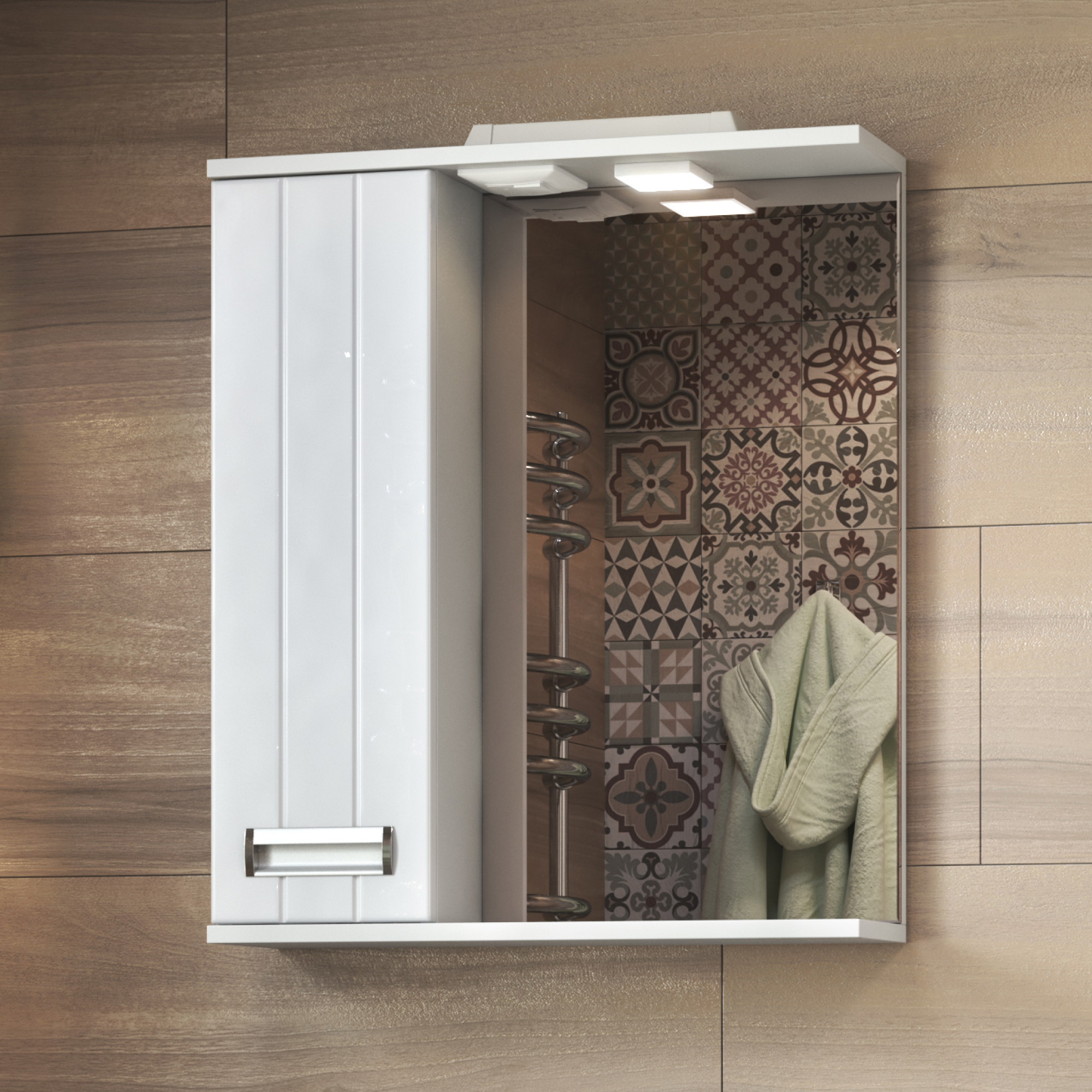 Шкаф VIGO навесной с зеркалом Diana 600 (левый) со спотом (z.DIA.60.L.El) - фото 2