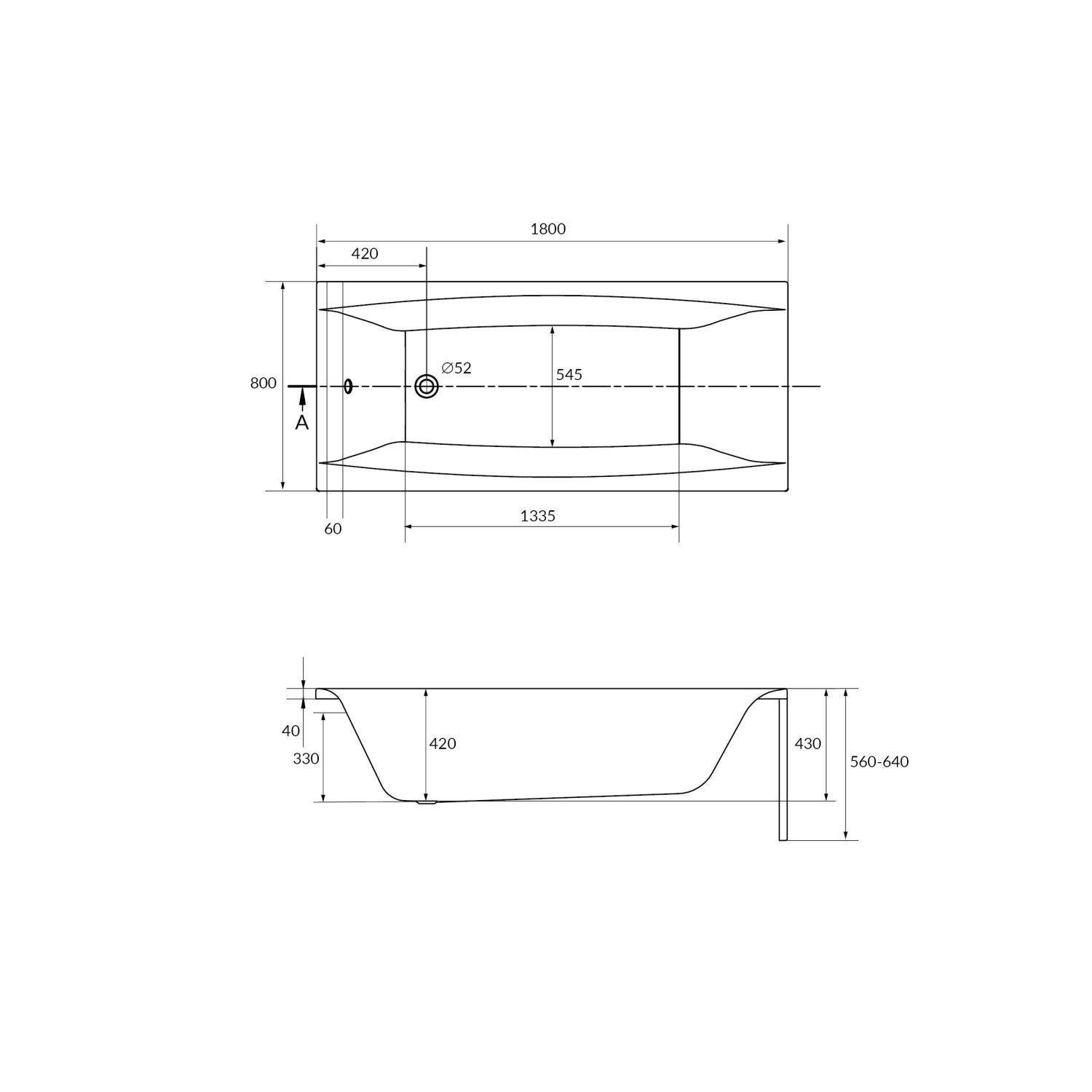 Ванна Cersanit  прямоугольная VIRGO 180x80 (64626) - фото 3