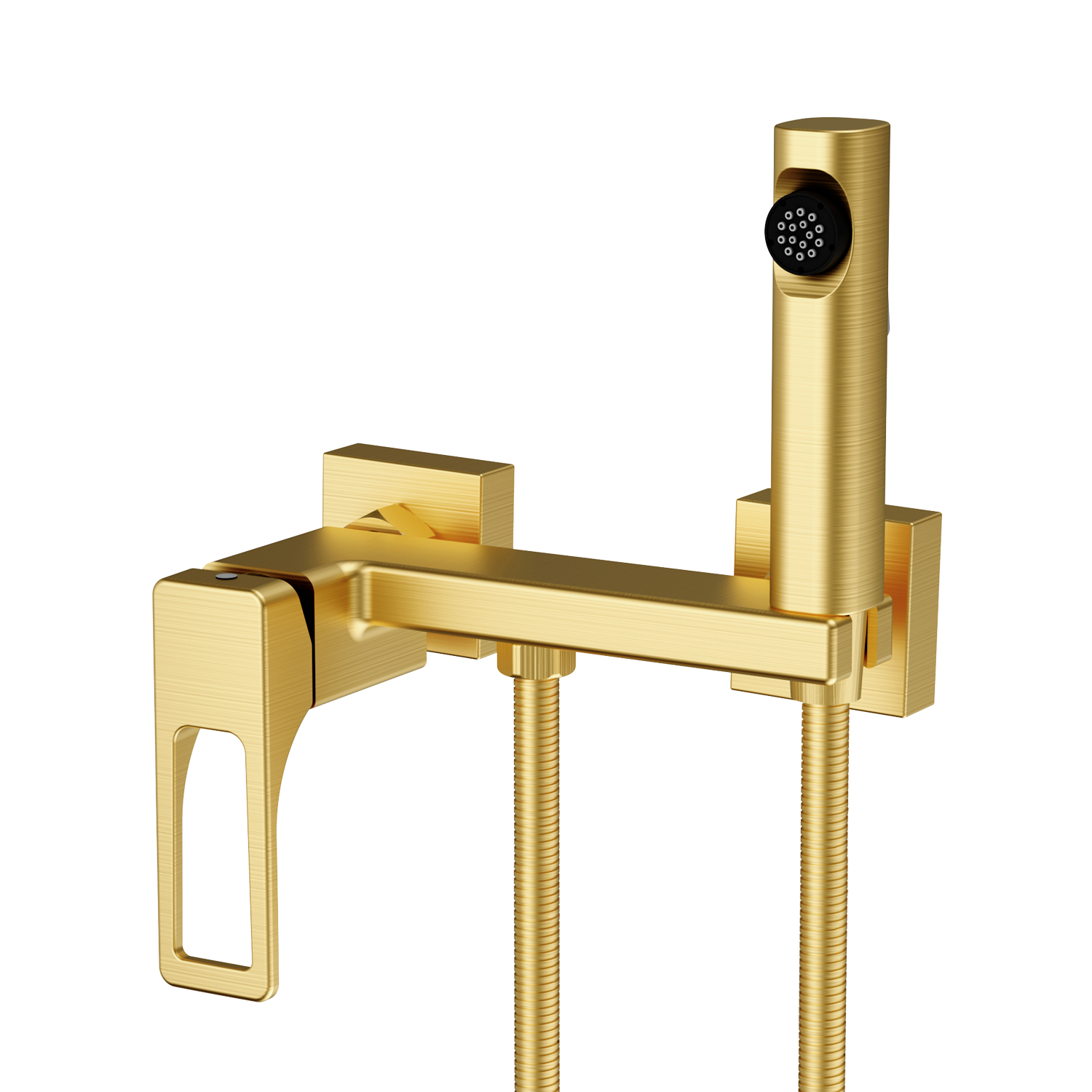 Смеситель Splenka с гигиеническим душем настенный сатин золотой (S55.51.03)